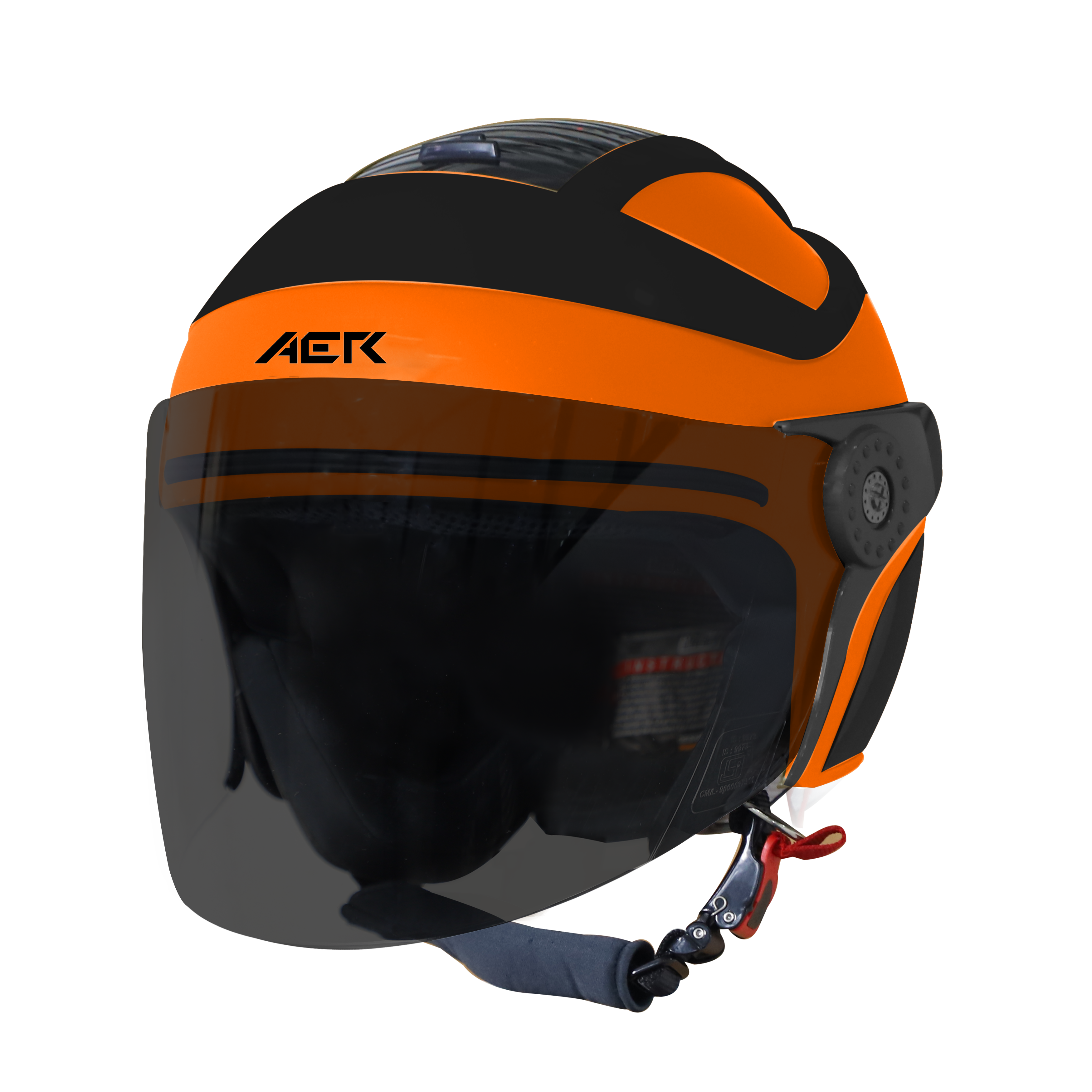 SB-29 AER GLOSSY FLUO ORANGE  WITH BLACK ( FITTED WITH CLEAR VISOR WITH EXTRA SMOKE VISOR FREE)