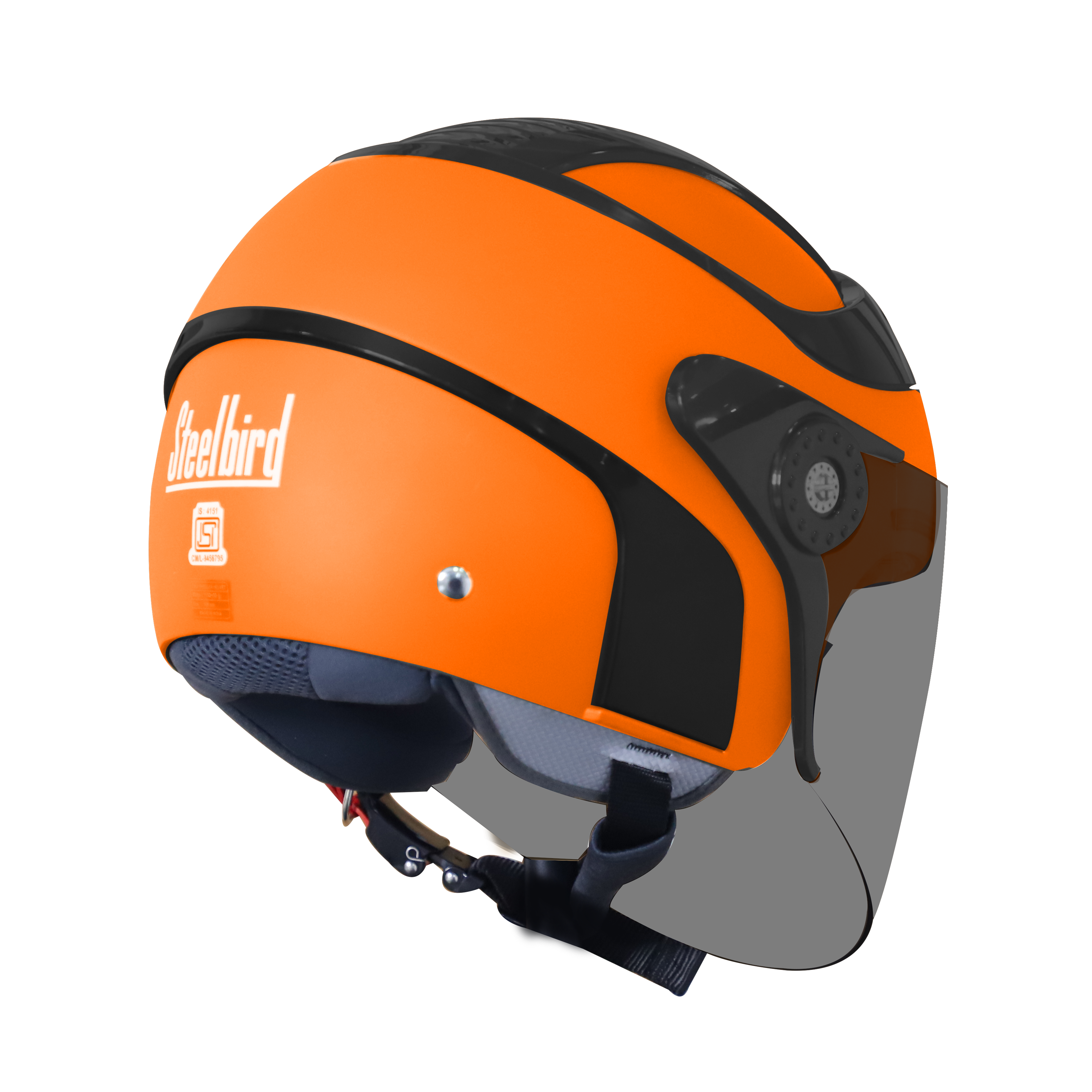 SB-29 AER GLOSSY FLUO ORANGE  WITH BLACK ( FITTED WITH CLEAR VISOR WITH EXTRA SMOKE VISOR FREE)