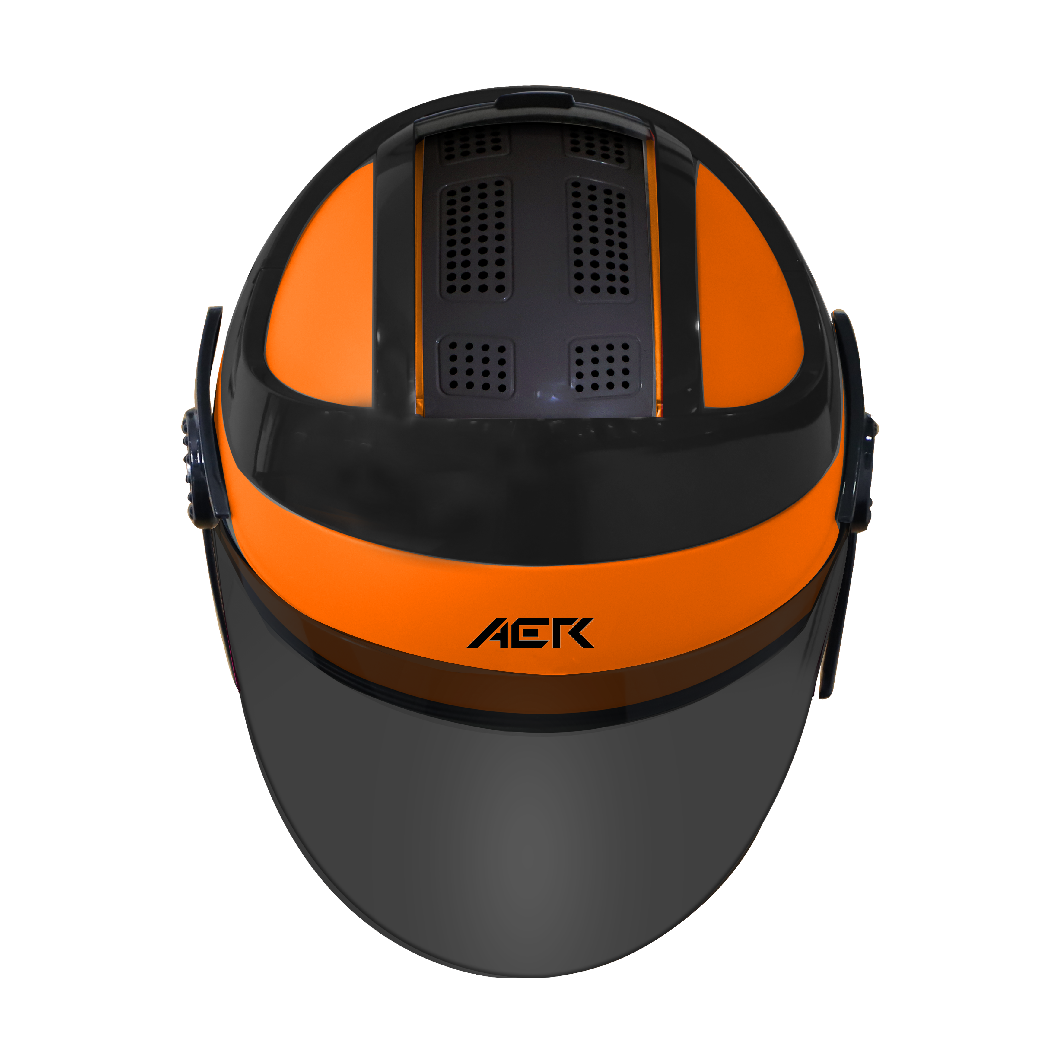 SB-29 AER GLOSSY FLUO ORANGE  WITH BLACK ( FITTED WITH CLEAR VISOR WITH EXTRA SMOKE VISOR FREE)