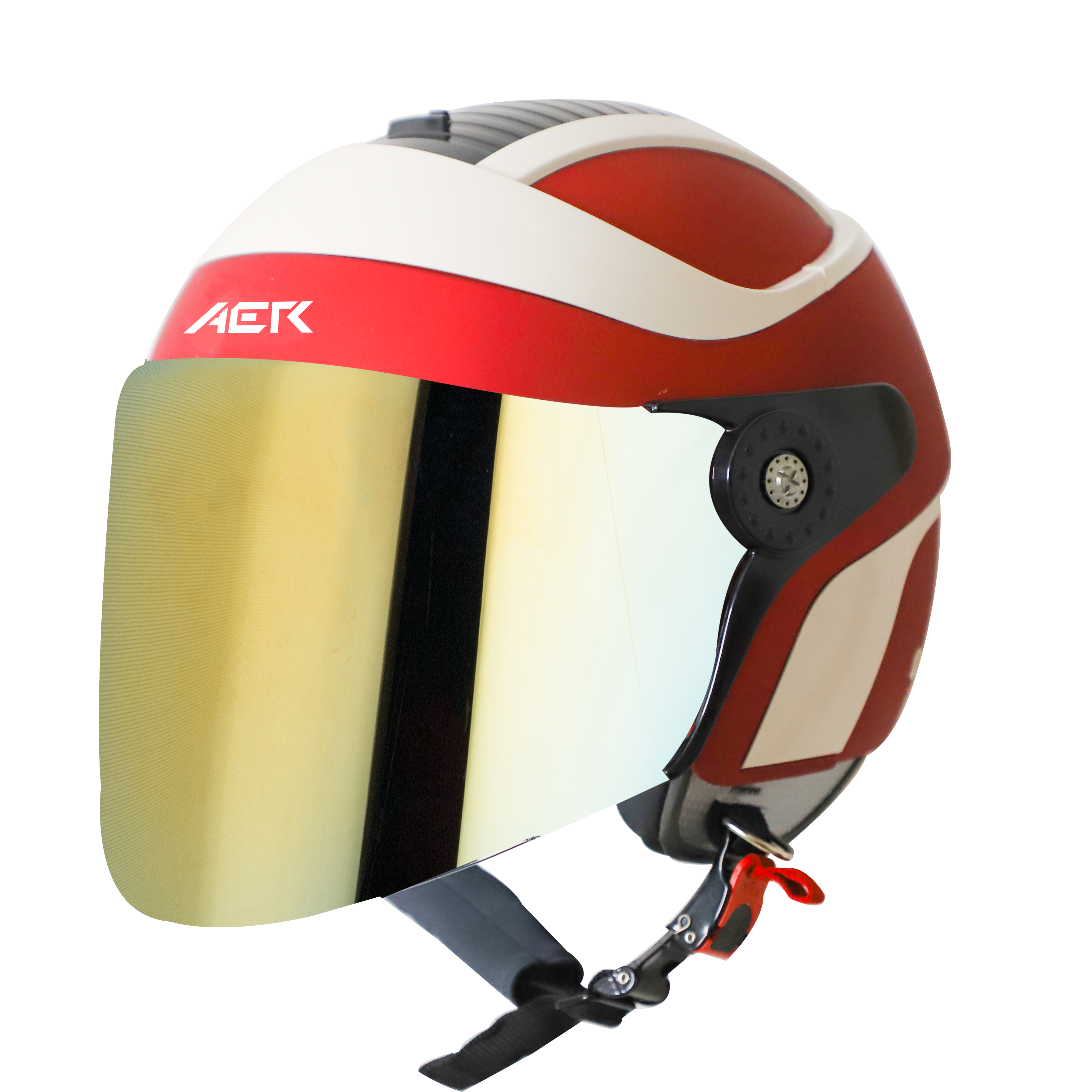 SB-29 AER MAT CHERRY RED WITH OFF WHITE  (FITTED WITH CLEAR VISOR WITH EXTRA CHROME BLUE VISOR FREE) 