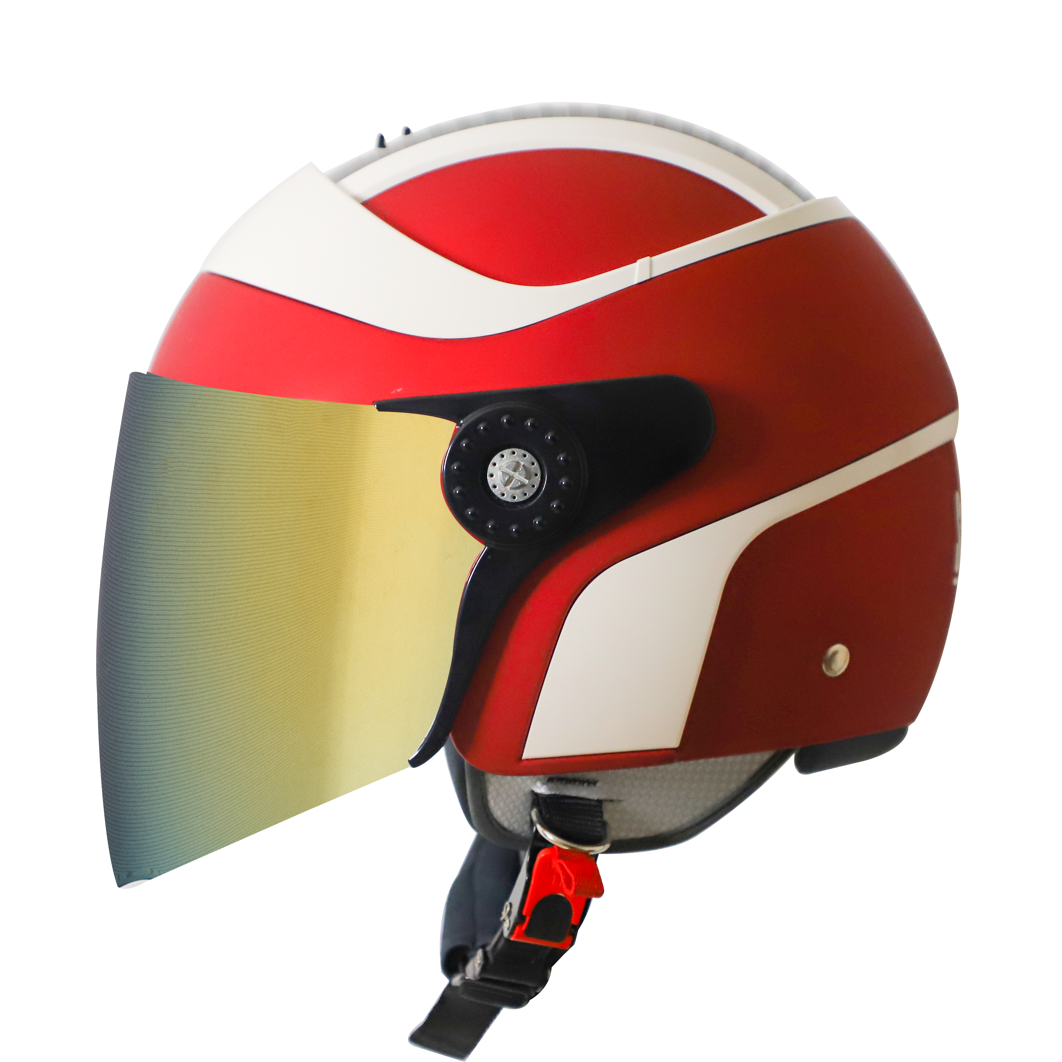 SB-29 AER MAT CHERRY RED WITH OFF WHITE  (FITTED WITH CLEAR VISOR WITH EXTRA CHROME BLUE VISOR FREE) 