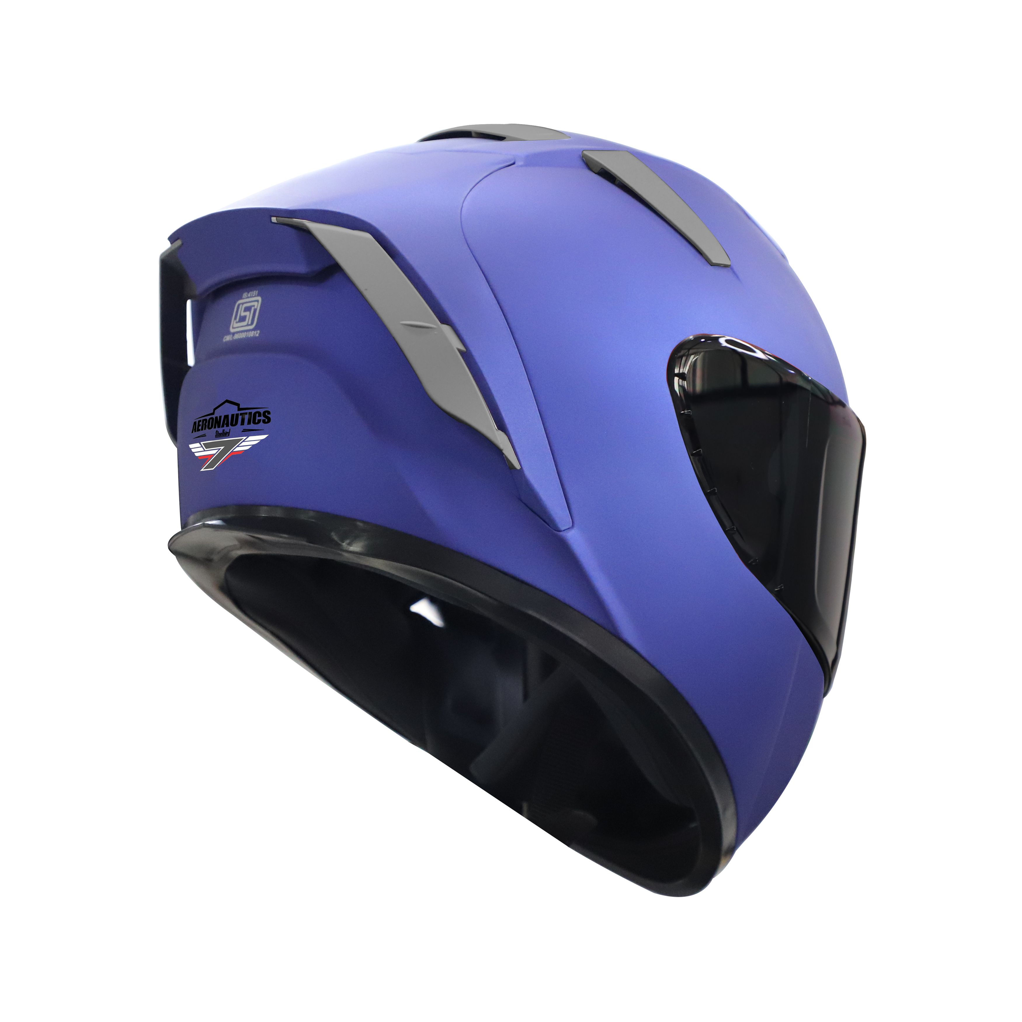 Steelbird SA-2 7Wings Super Aeronautics Full Face Helmet (Matt Y.Blue With Smoke Visor)