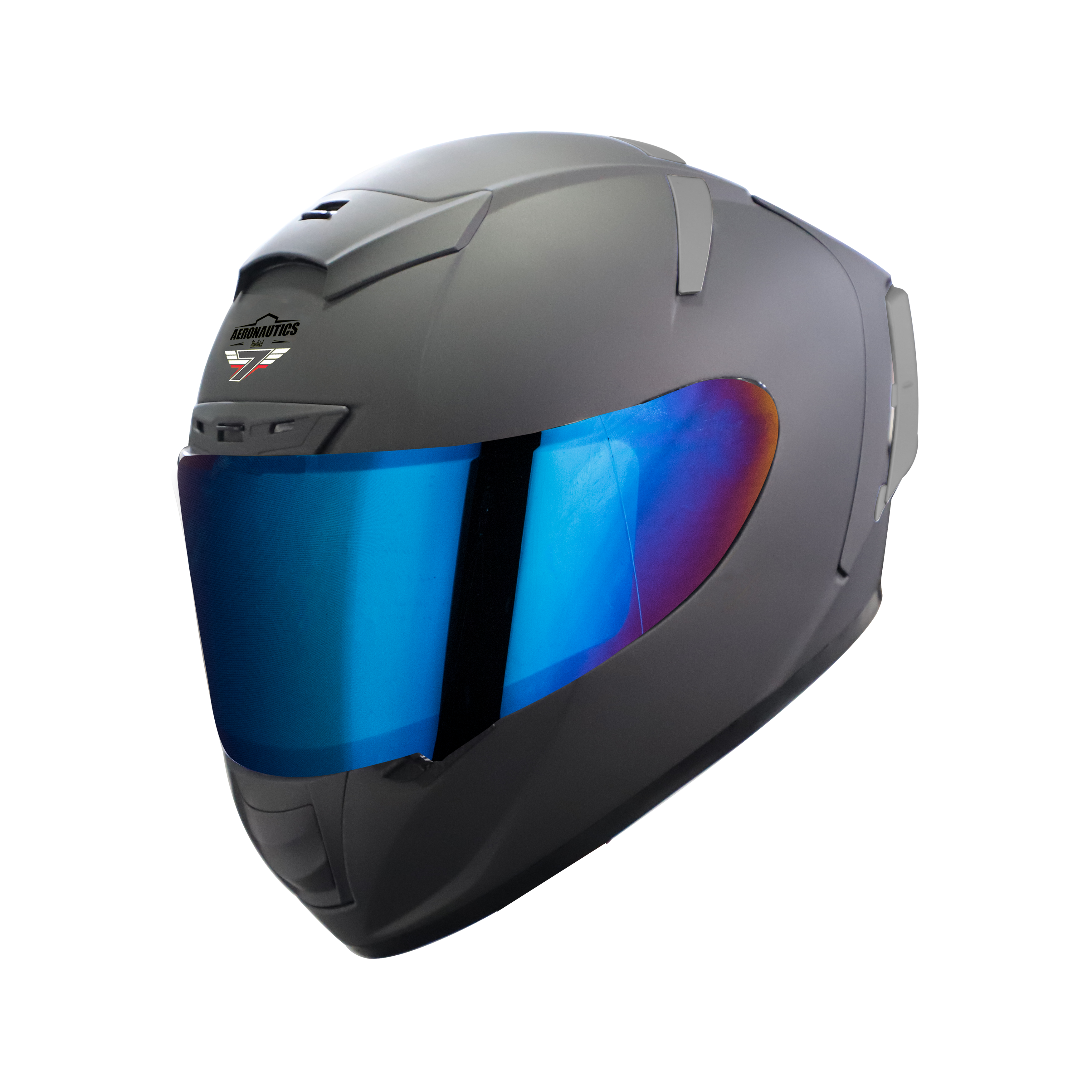 Steelbird SA-2 7Wings Super Aeronautics Full Face Helmet (Matt Axis Grey With Chrome Blue Visor)