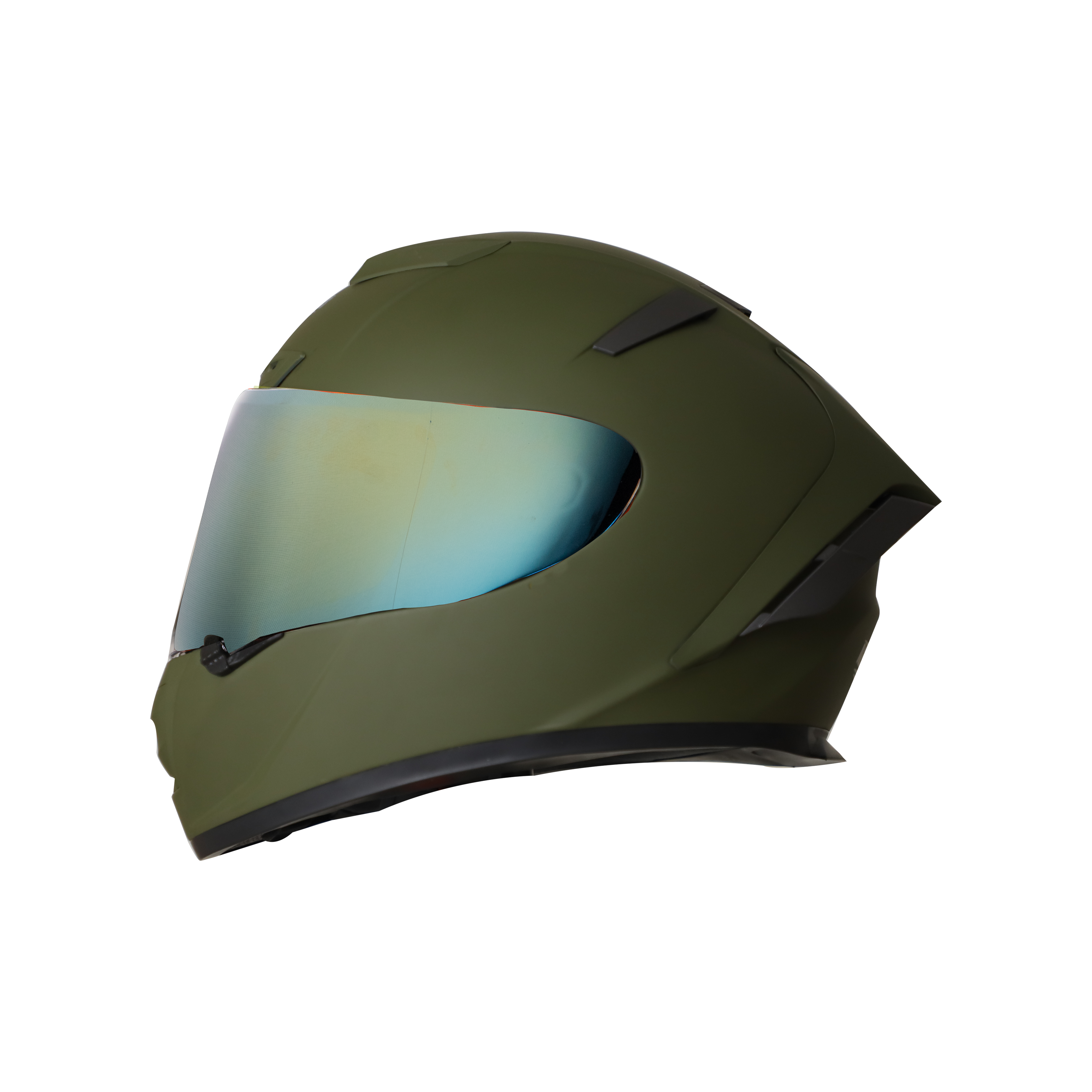 Steelbird SA-2 7Wings Super Aeronautics Full Face Helmet (Matt Battle Green With Chrome Gold Visor)