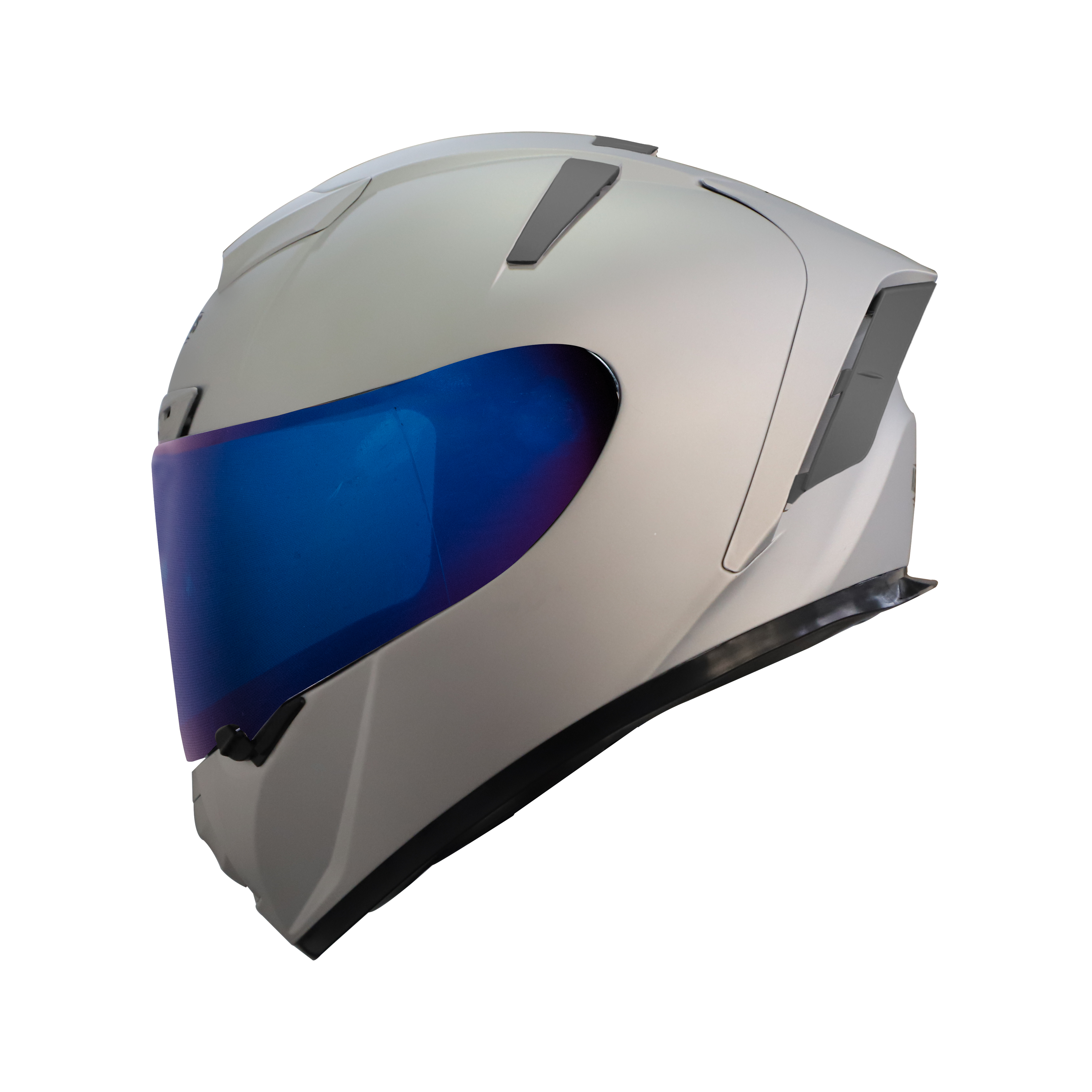 Steelbird SA-2 7Wings Super Aeronautics Full Face Helmet (Matt Silver With Chrome Blue Visor)