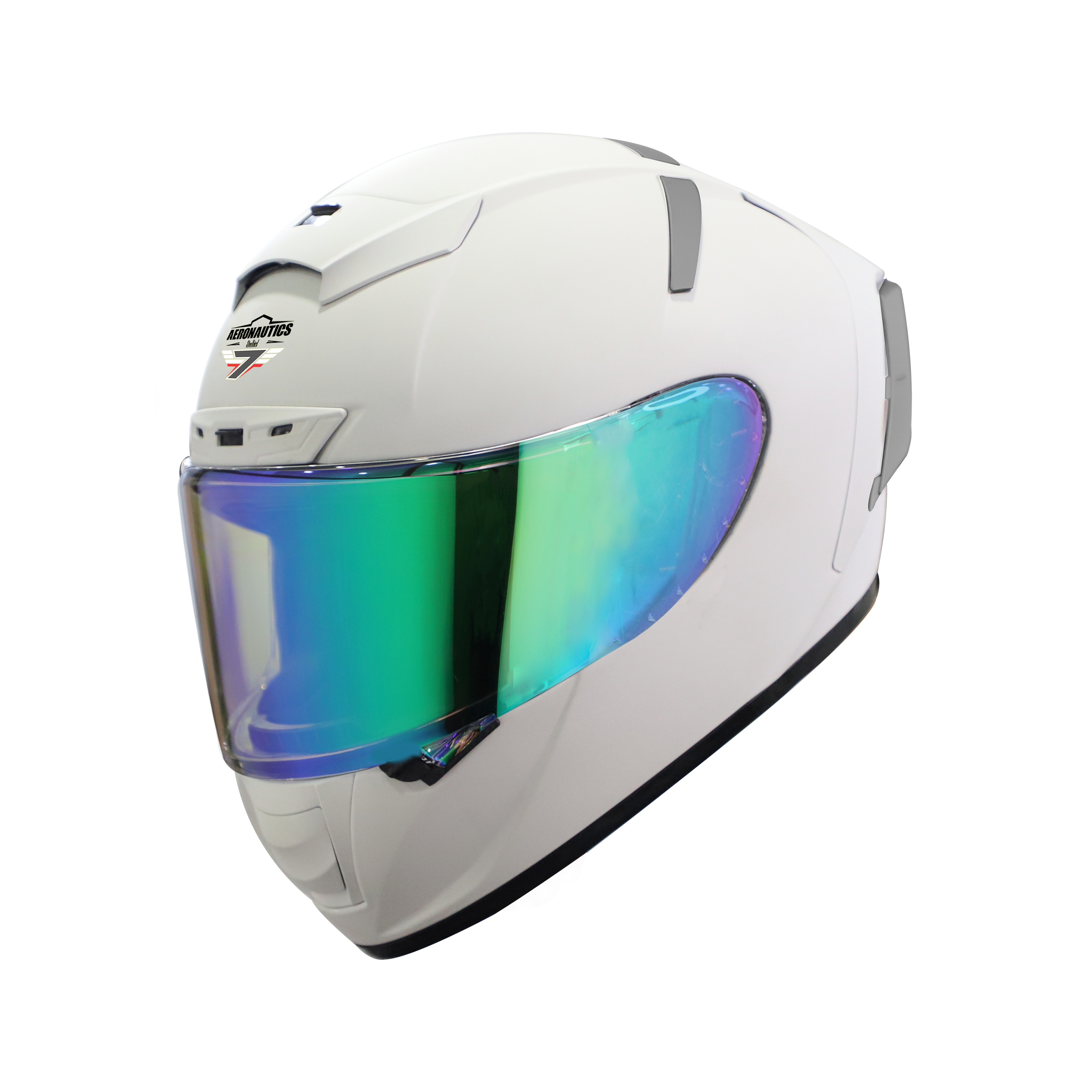 Steelbird SA-2 7Wings Super Aeronautics Full Face Helmet (Matt White With Night Vision Green Visor)