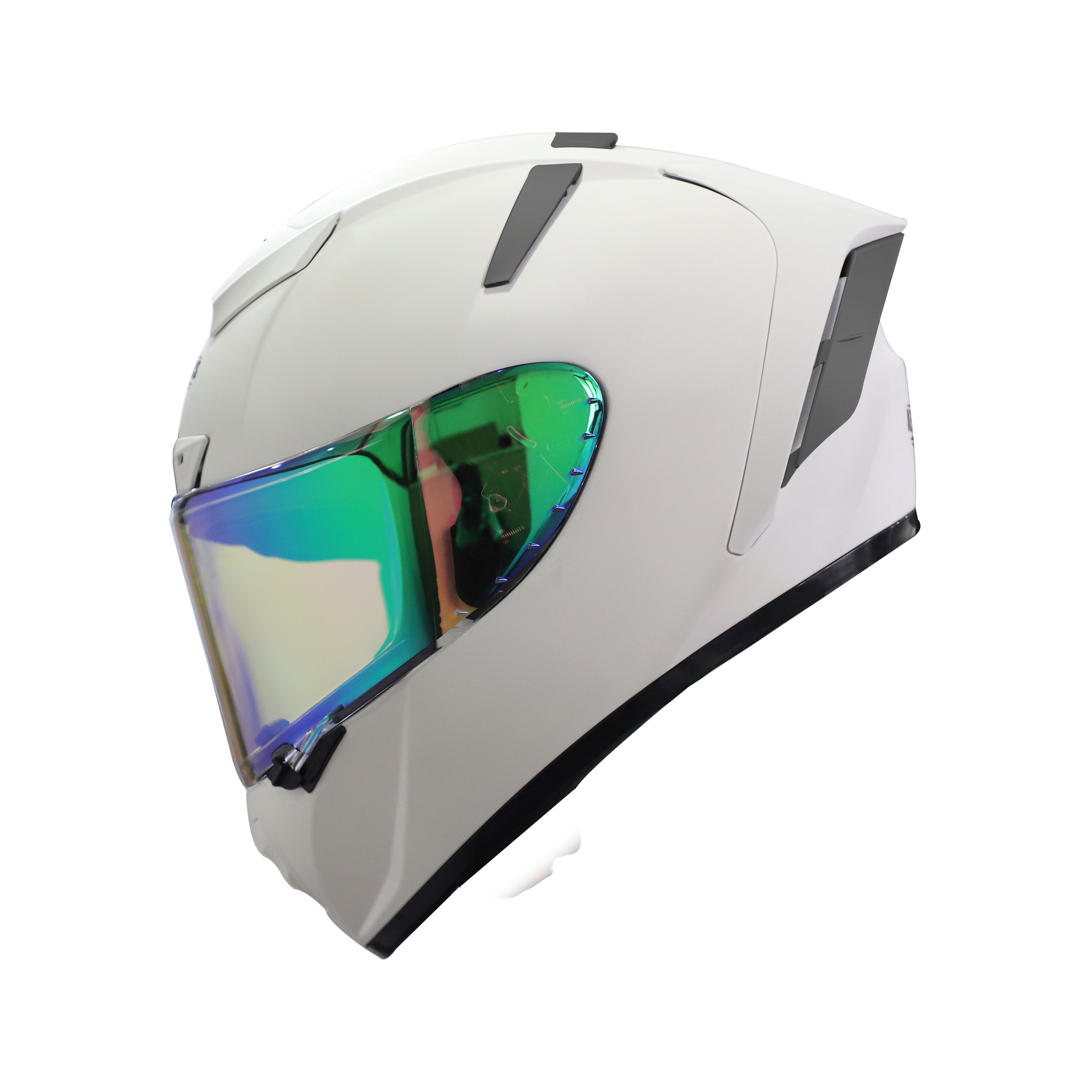 Steelbird SA-2 7Wings Super Aeronautics Full Face Helmet (Matt White With Night Vision Green Visor)