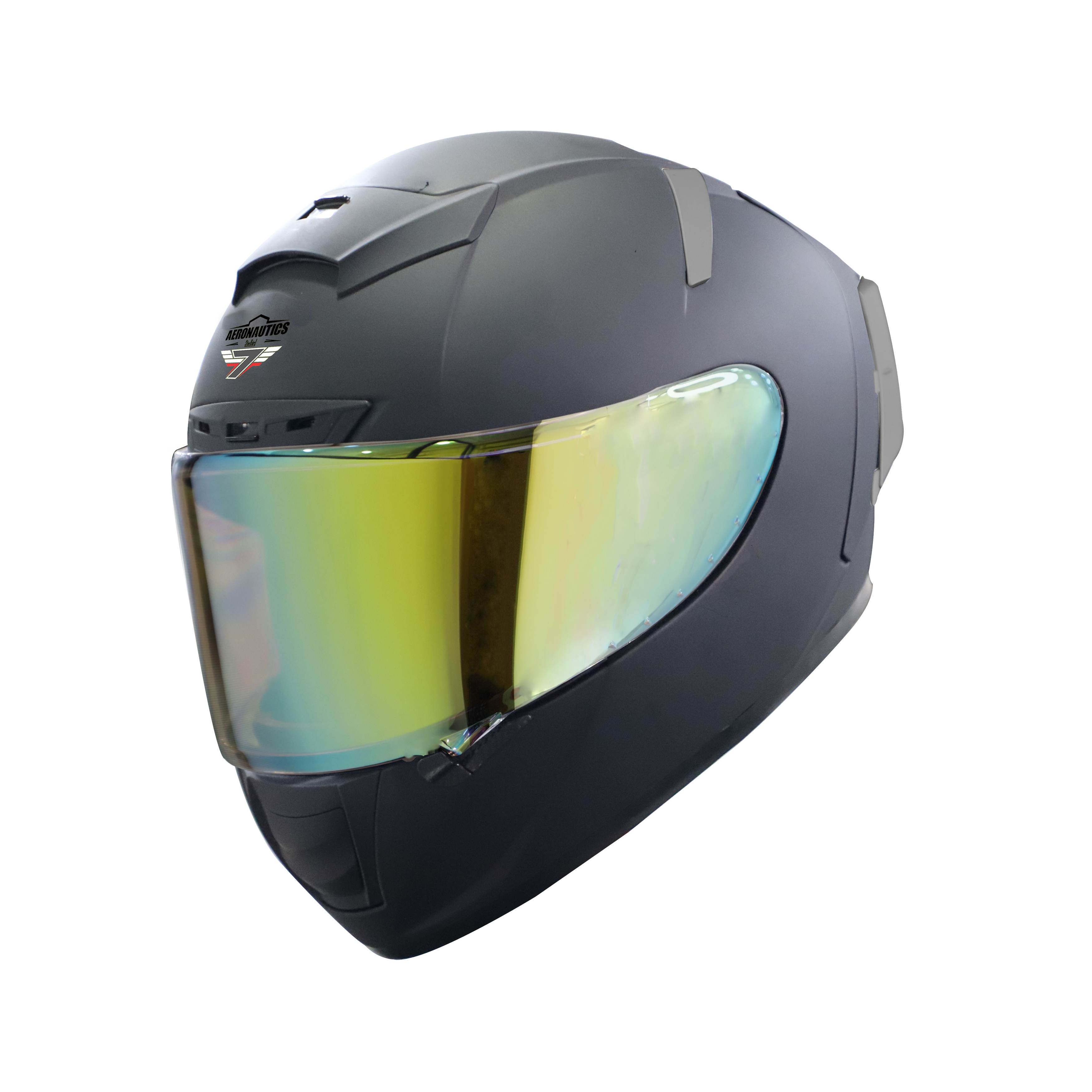 Steelbird SA-2 7Wings Super Aeronautics Full Face Helmet (Matt Midnight Black With Night Vision Gold Visor)