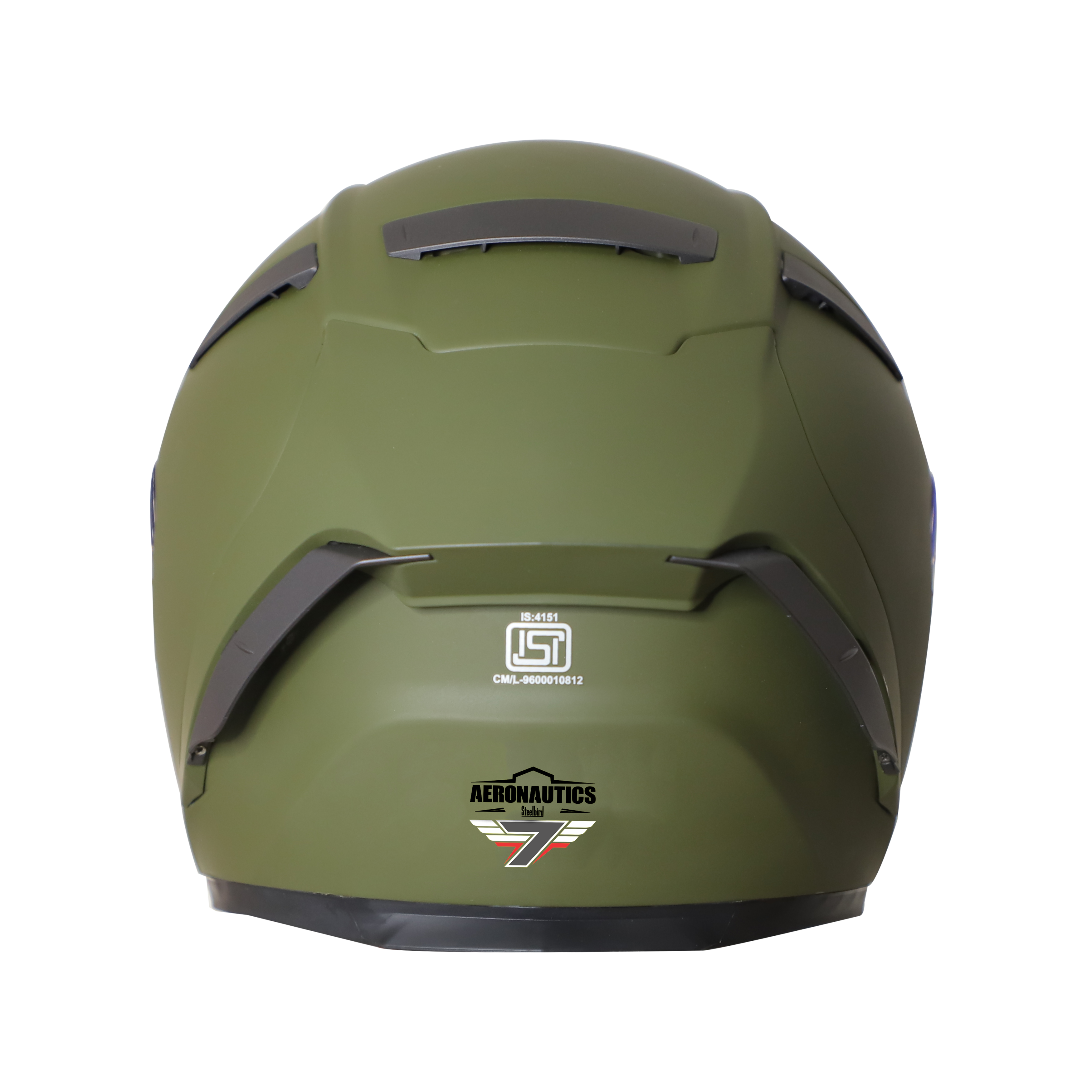 Steelbird SA-2 7Wings Super Aeronautics Full Face Helmet (Matt Battle Green With Night Vision Gold Visor)