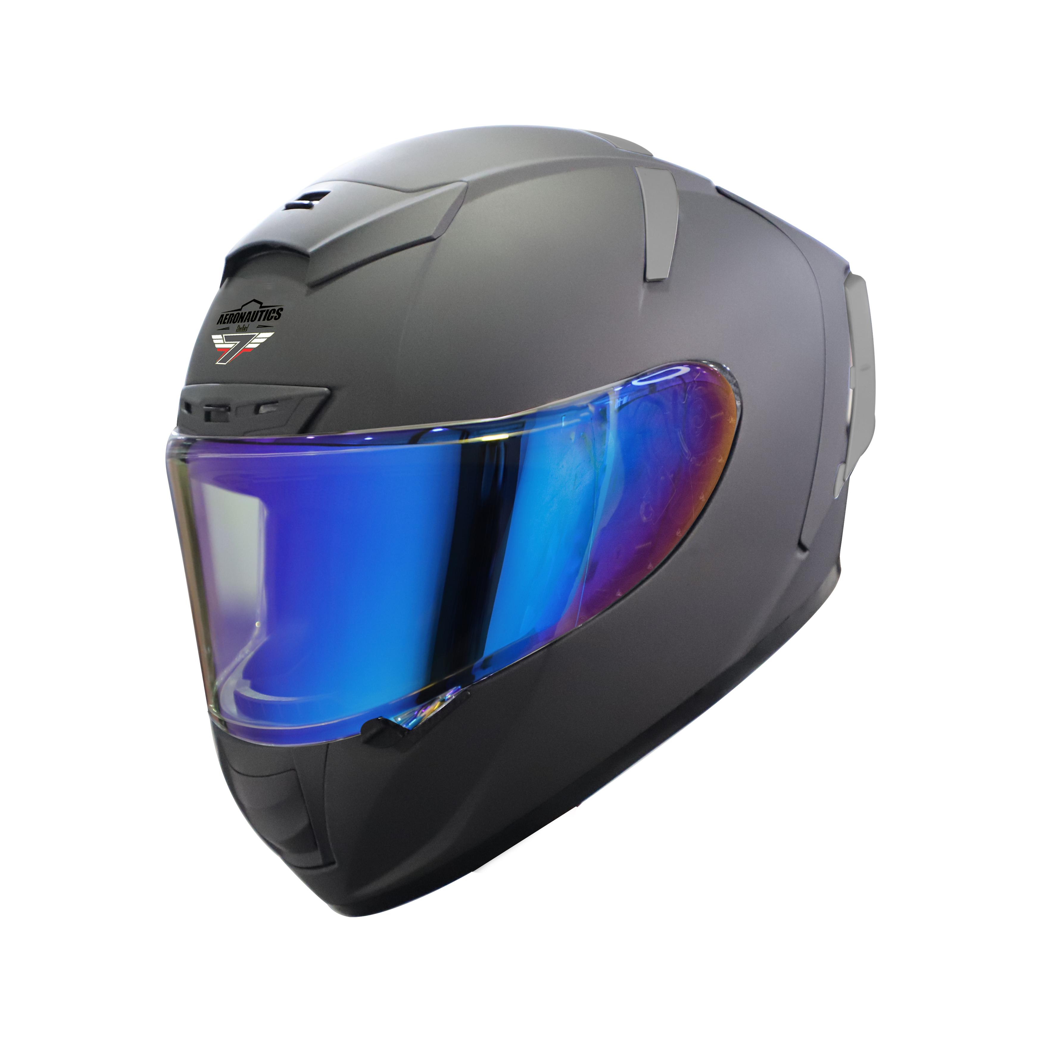 Steelbird SA-2 7Wings Super Aeronautics Full Face Helmet (Matt Axis Grey With Night Vision Blue Visor)