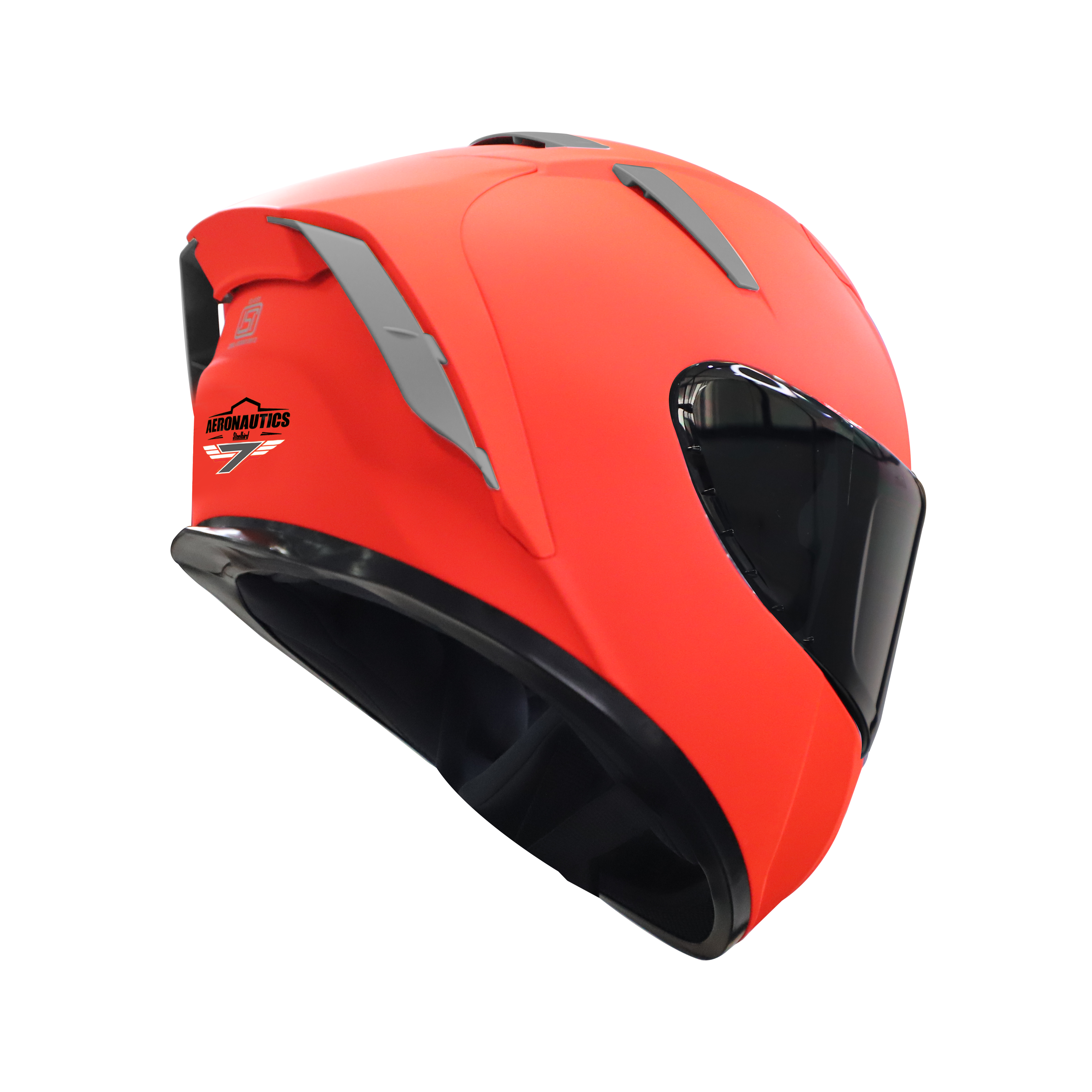 Steelbird SA-2 7Wings Super Aeronautics Full Face Helmet (Glossy Fluo Red With Smoke Visor)