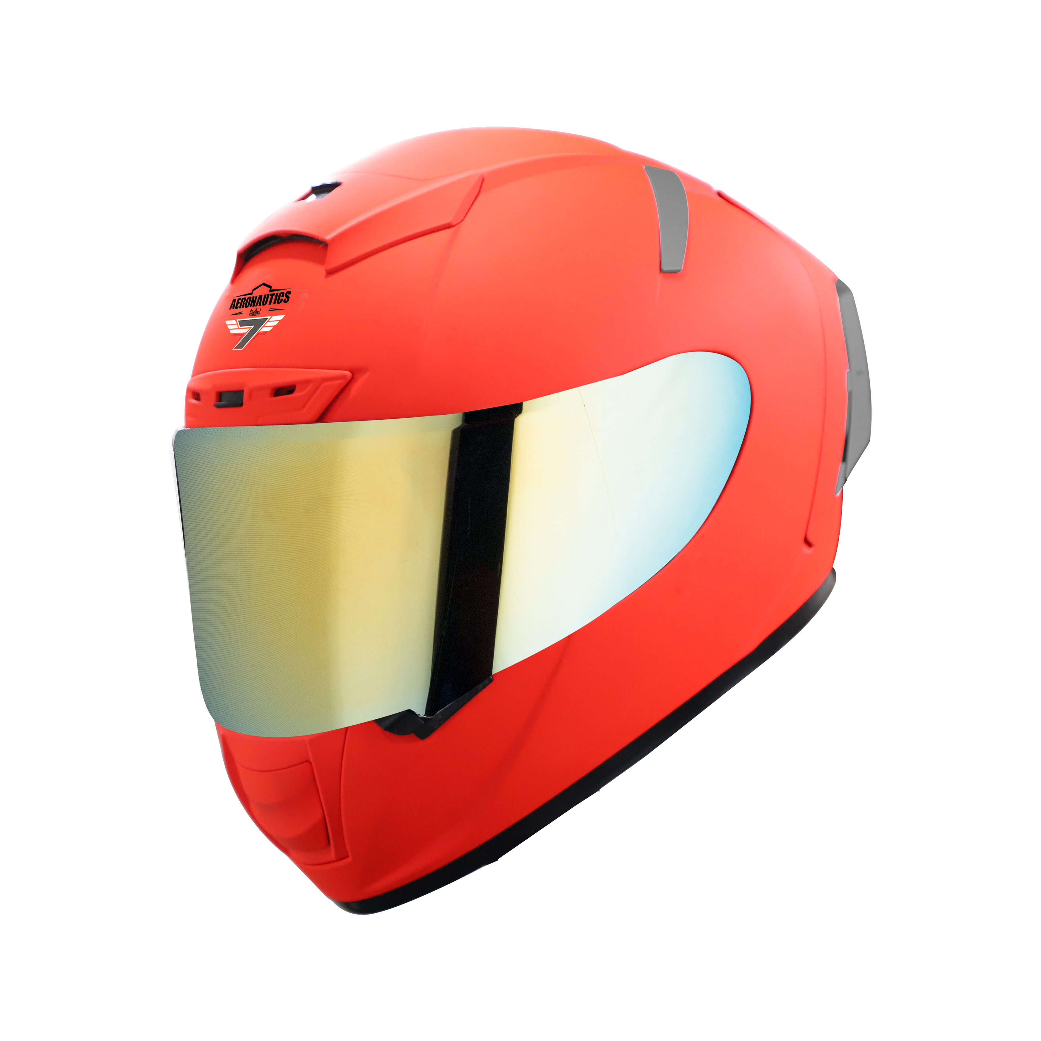 Steelbird SA-2 7Wings Super Aeronautics Full Face Helmet (Glossy Fluo Red With Chrome Gold Visor)