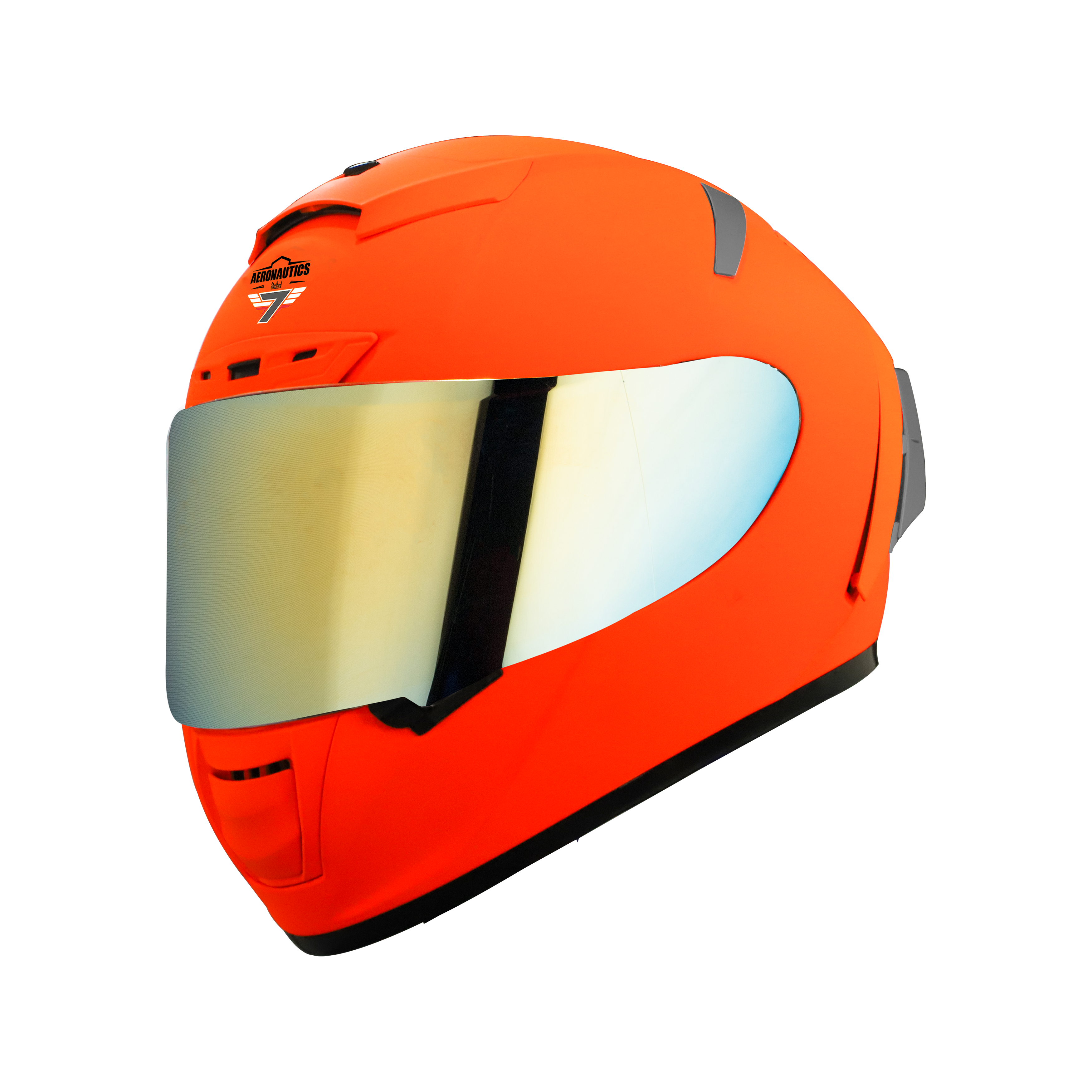 Steelbird SA-2 7Wings Super Aeronautics Full Face Helmet (Glossy Fluo Orange With Chrome Gold Visor)