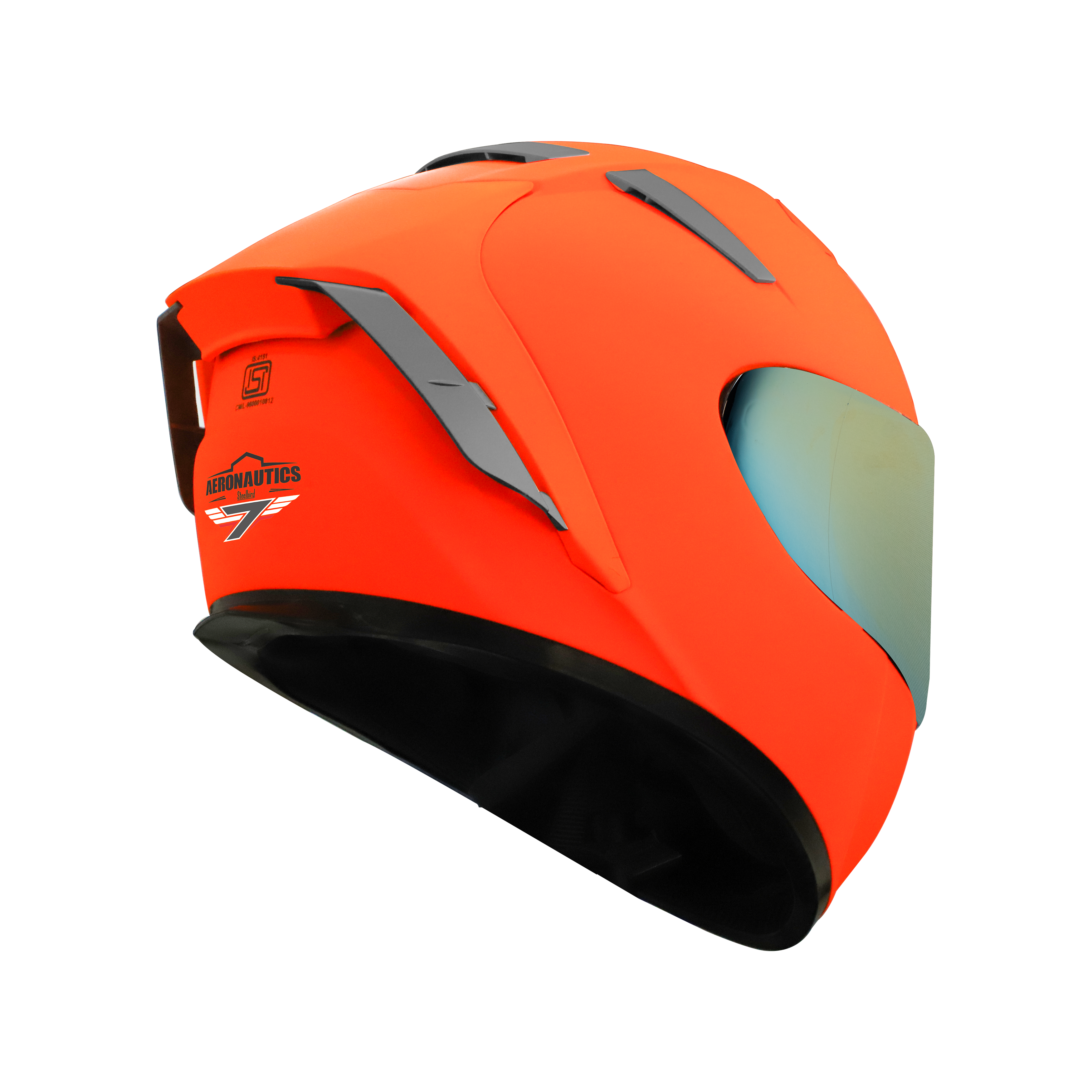 Steelbird SA-2 7Wings Super Aeronautics Full Face Helmet (Glossy Fluo Orange With Chrome Gold Visor)