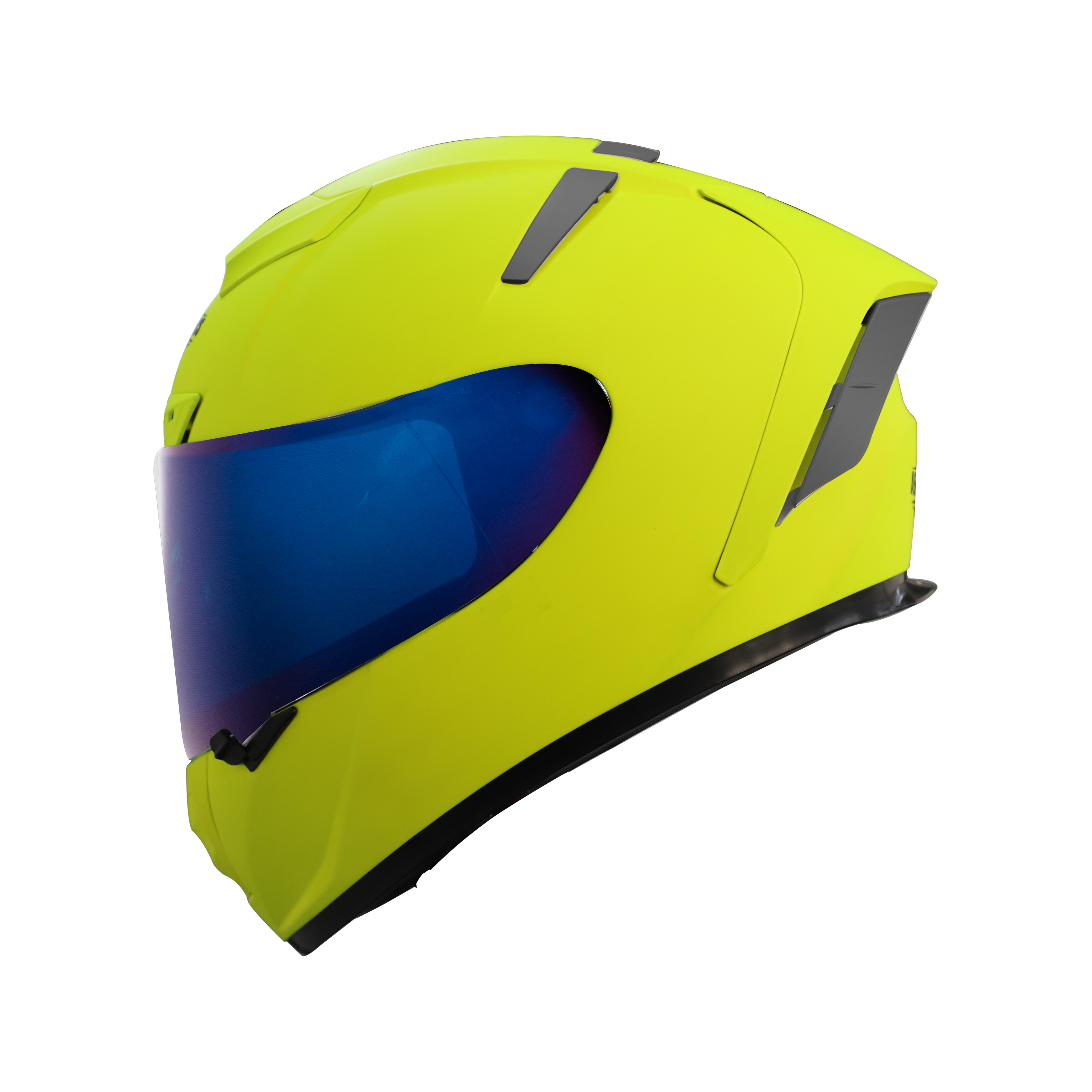 Steelbird SA-2 7Wings Super Aeronautics Full Face Helmet (Glossy Fluo Neon With Chrome Blue Visor)