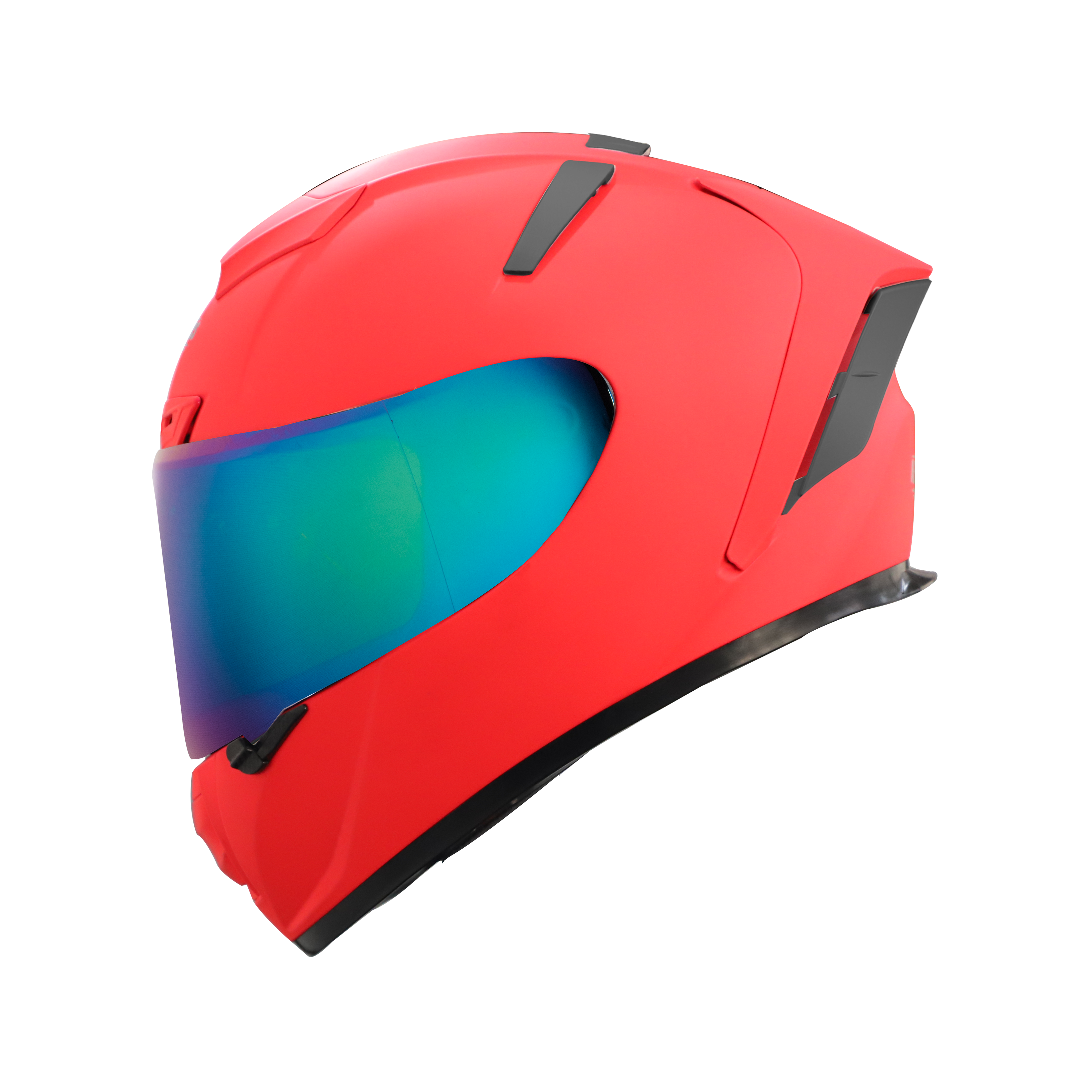 Steelbird SA-2 7Wings Super Aeronautics Full Face Helmet (Glossy Fluo Watermelon With Chrome Rainbow Visor)