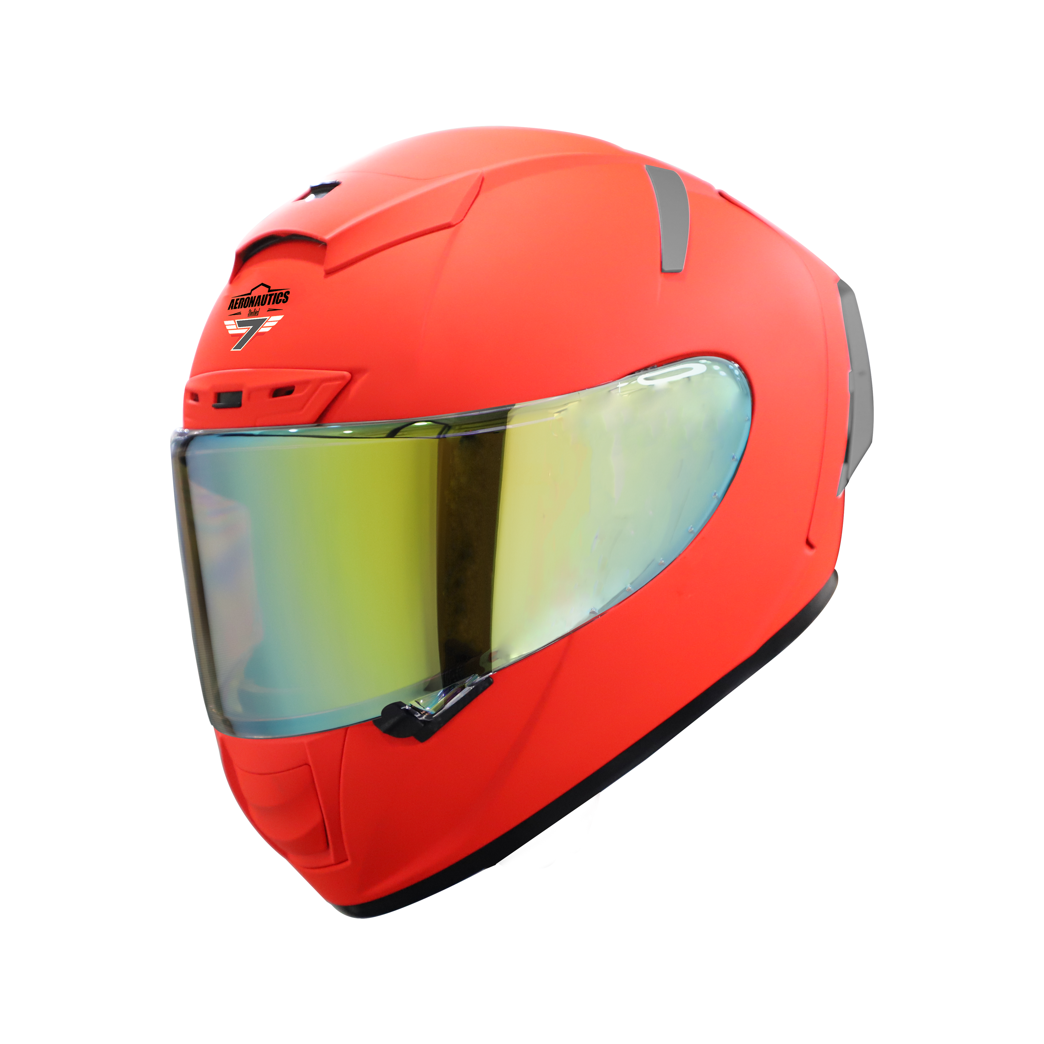 Steelbird SA-2 7Wings Super Aeronautics Full Face Helmet (Glossy Fluo Red With Night Vision Gold Visor)