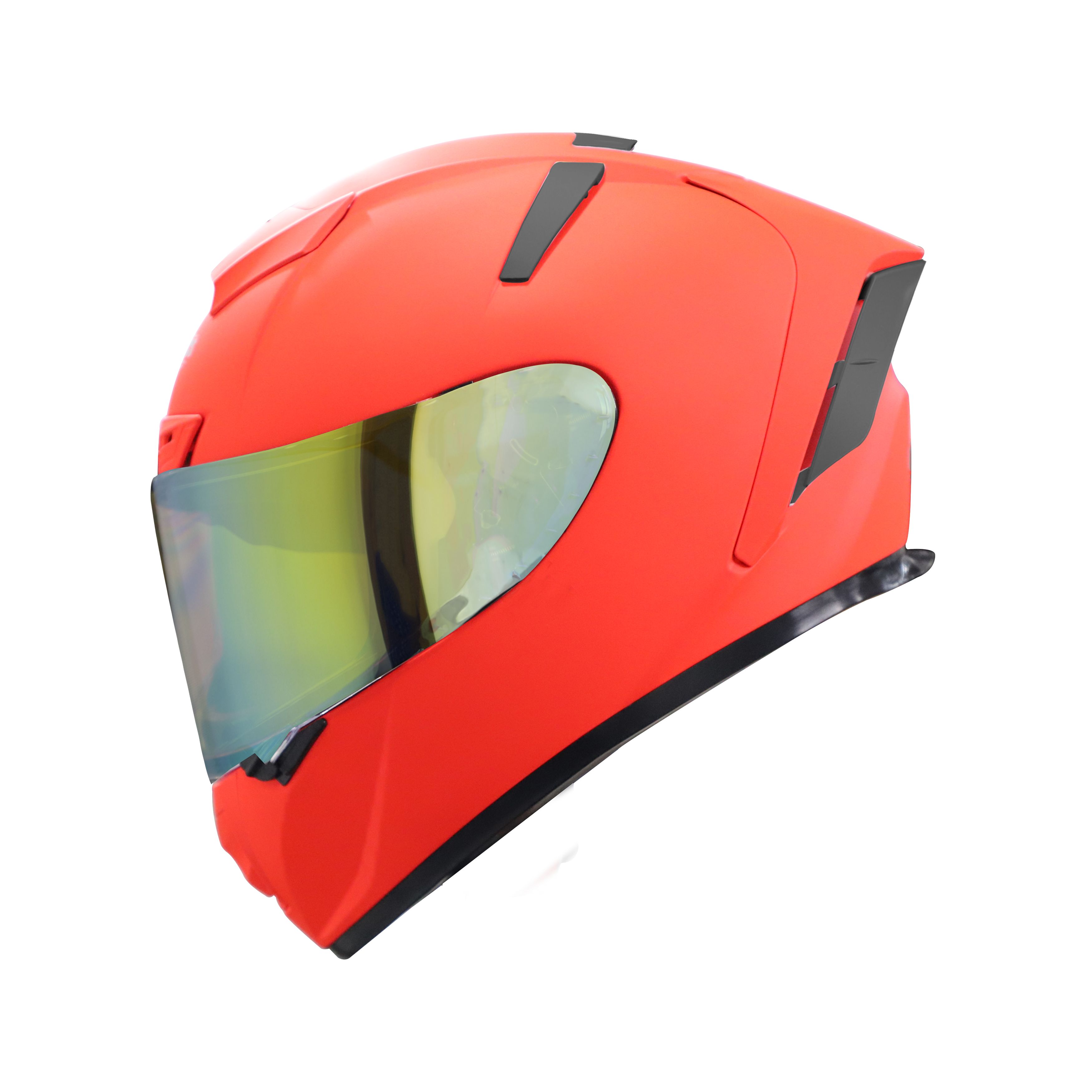 Steelbird SA-2 7Wings Super Aeronautics Full Face Helmet (Glossy Fluo Red With Night Vision Gold Visor)