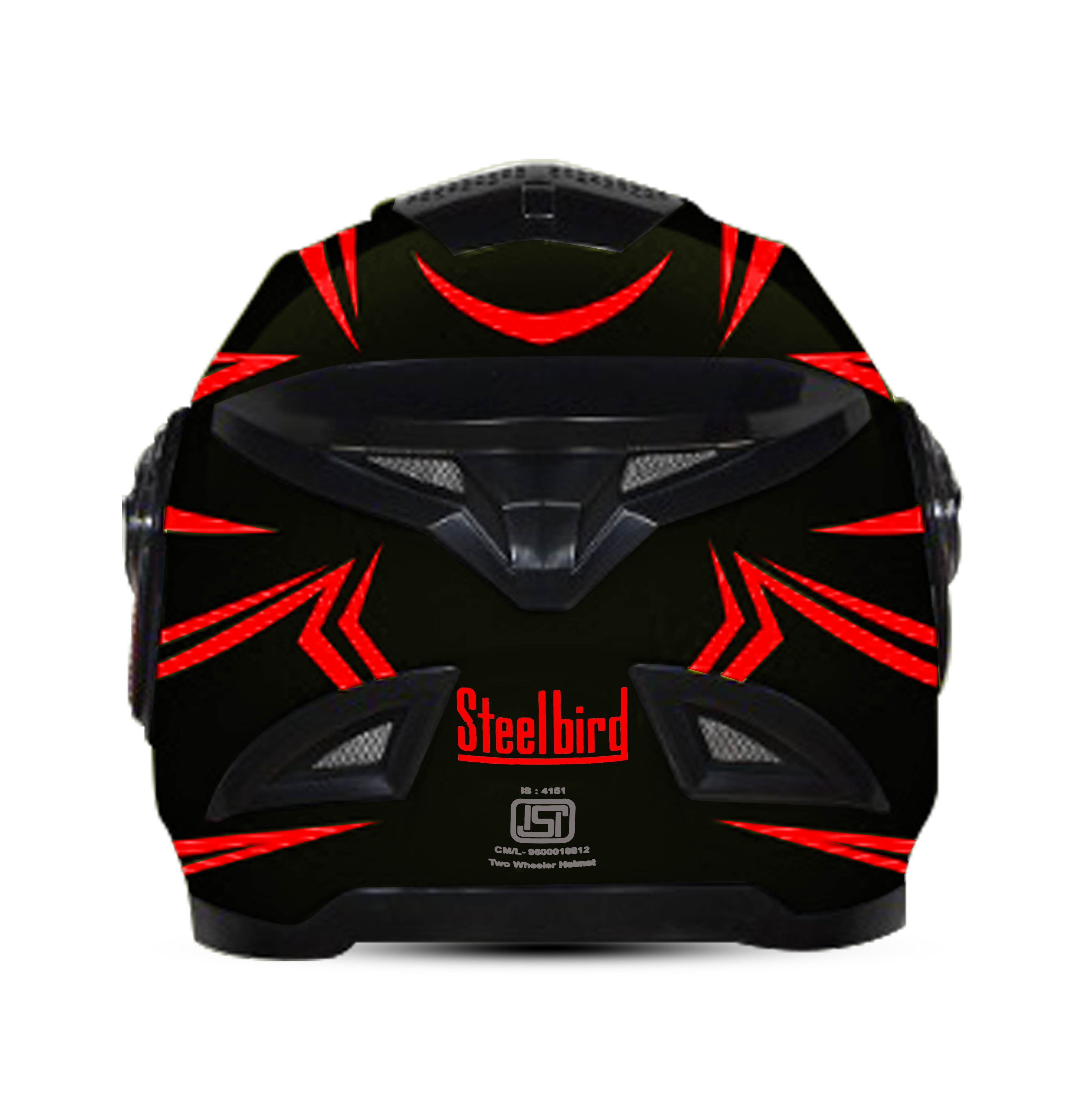 Steelbird 7Wings Robot Opt ISI Certified Full Face Helmet With Night Reflective Graphics (Glossy Black Red With Clear Visor)