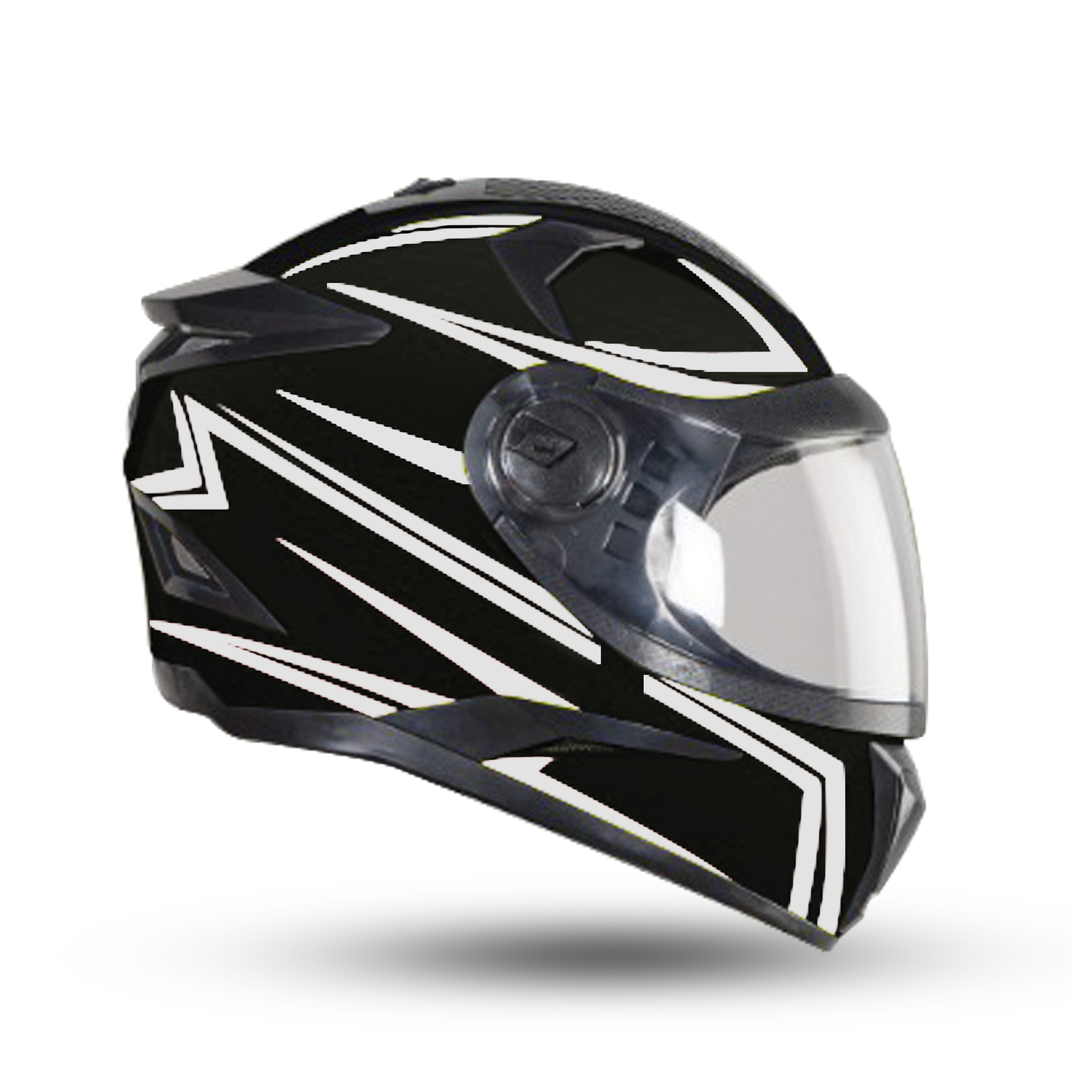 Steelbird 7Wings Robot Opt ISI Certified Full Face Helmet With Night Reflective Graphics (Glossy Black Silver With Clear Visor)