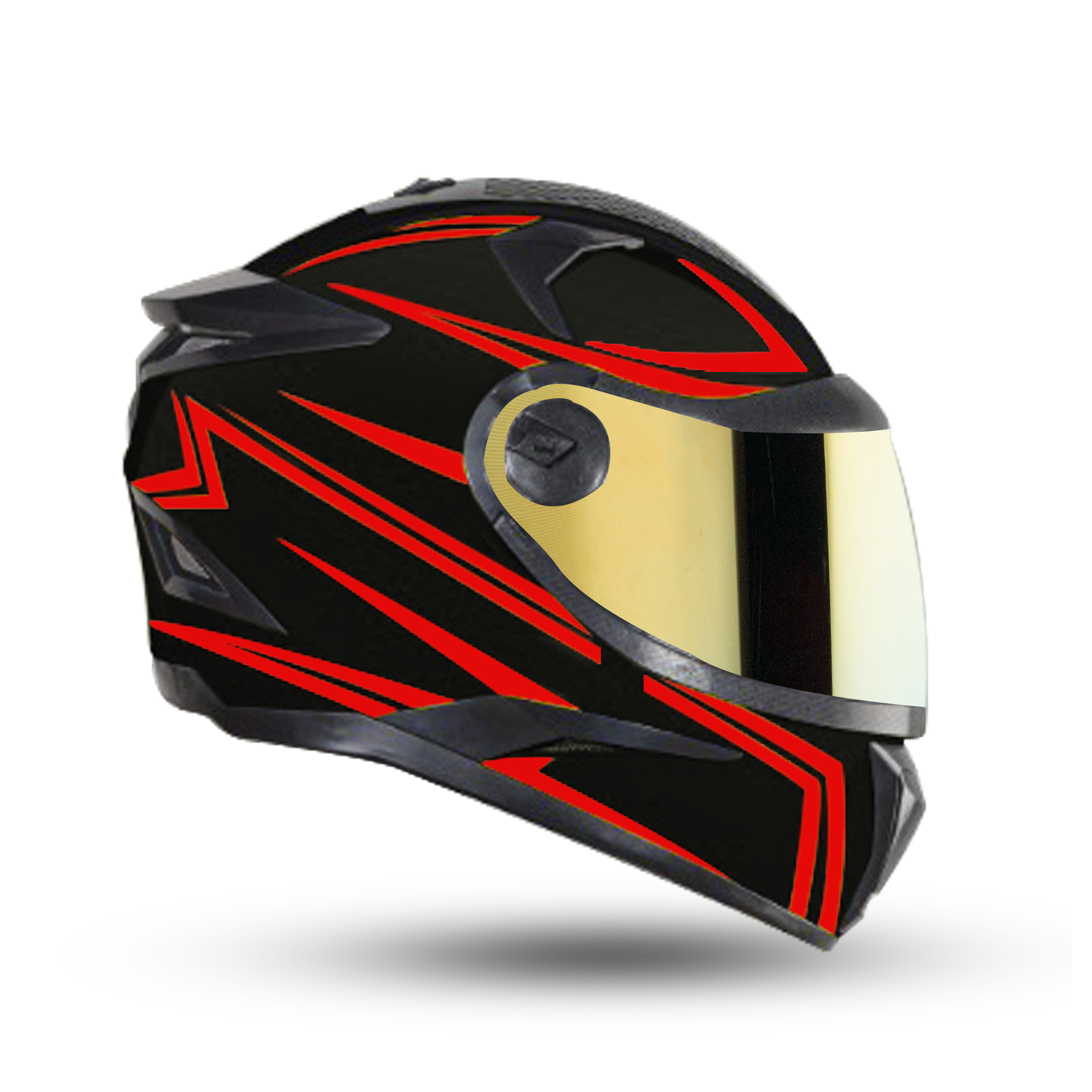 Steelbird 7Wings Robot Opt ISI Certified Full Face Helmet With Night Reflective Graphics (Glossy Black Red With Chrome Gold Visor)