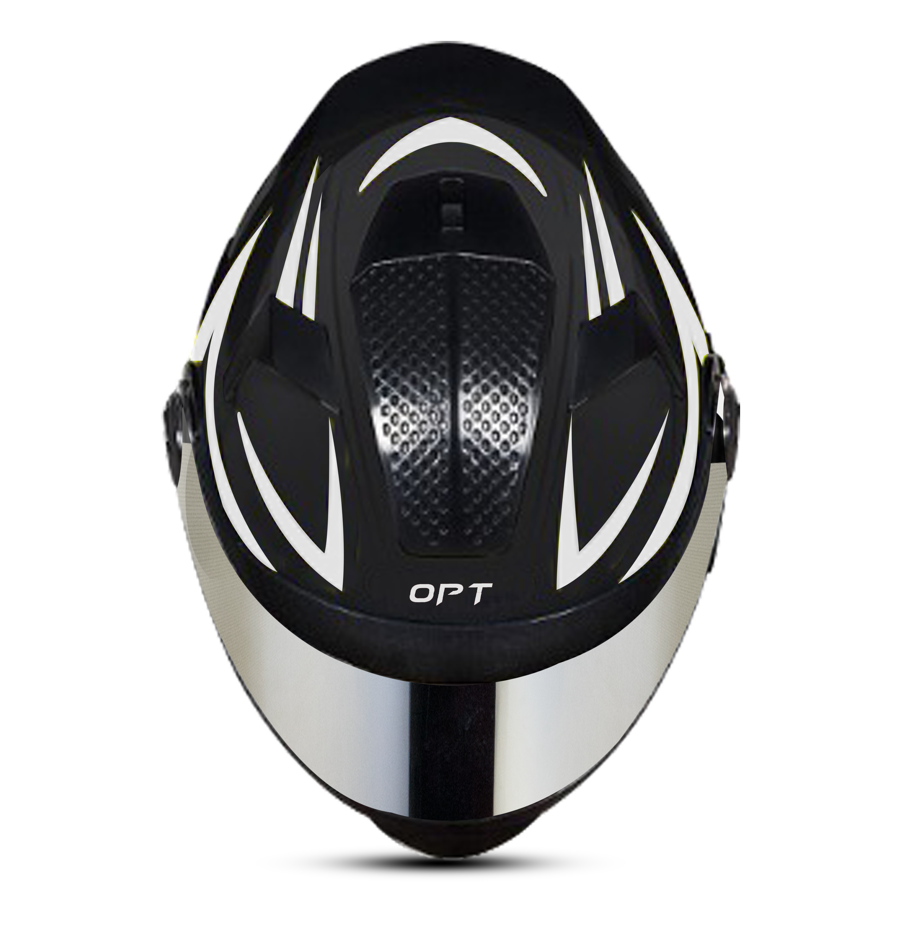 Steelbird 7Wings Robot Opt ISI Certified Full Face Helmet With Night Reflective Graphics (Glossy Black Silver With Chrome Silver Visor)