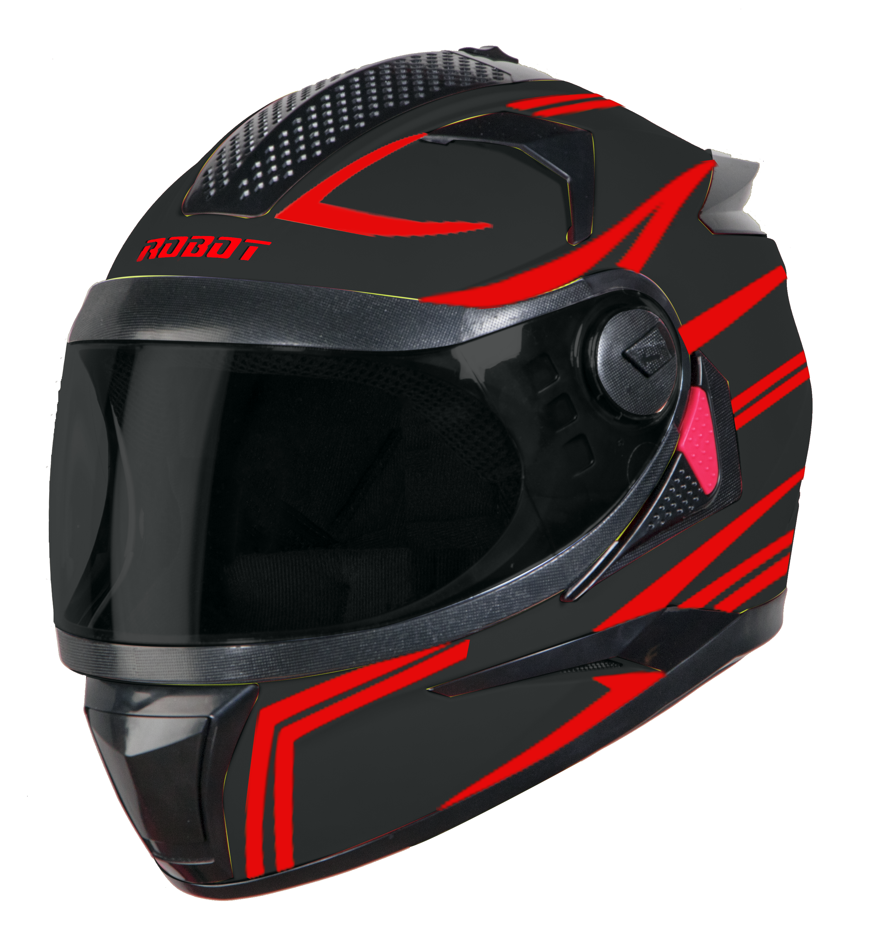 SBH-17 ROBOT REFLECTIVE MAT BLACK WITH RED (FITTED WITH CLEAR VISOR EXTRA SMOKE VISOR FREE)