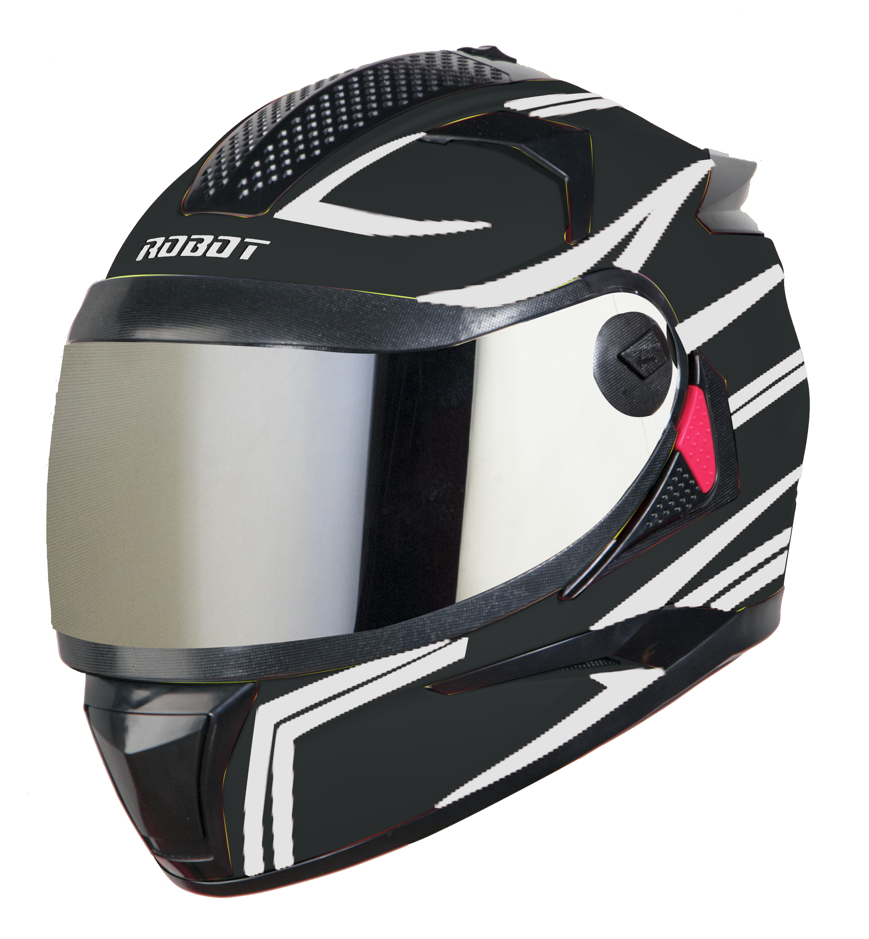 SBH-17 ROBOT REFLECTIVE MAT BLACK WITH SILVER (FITTED WITH CLEAR VISOR EXTRA SILVER CHROME  VISOR FREE)