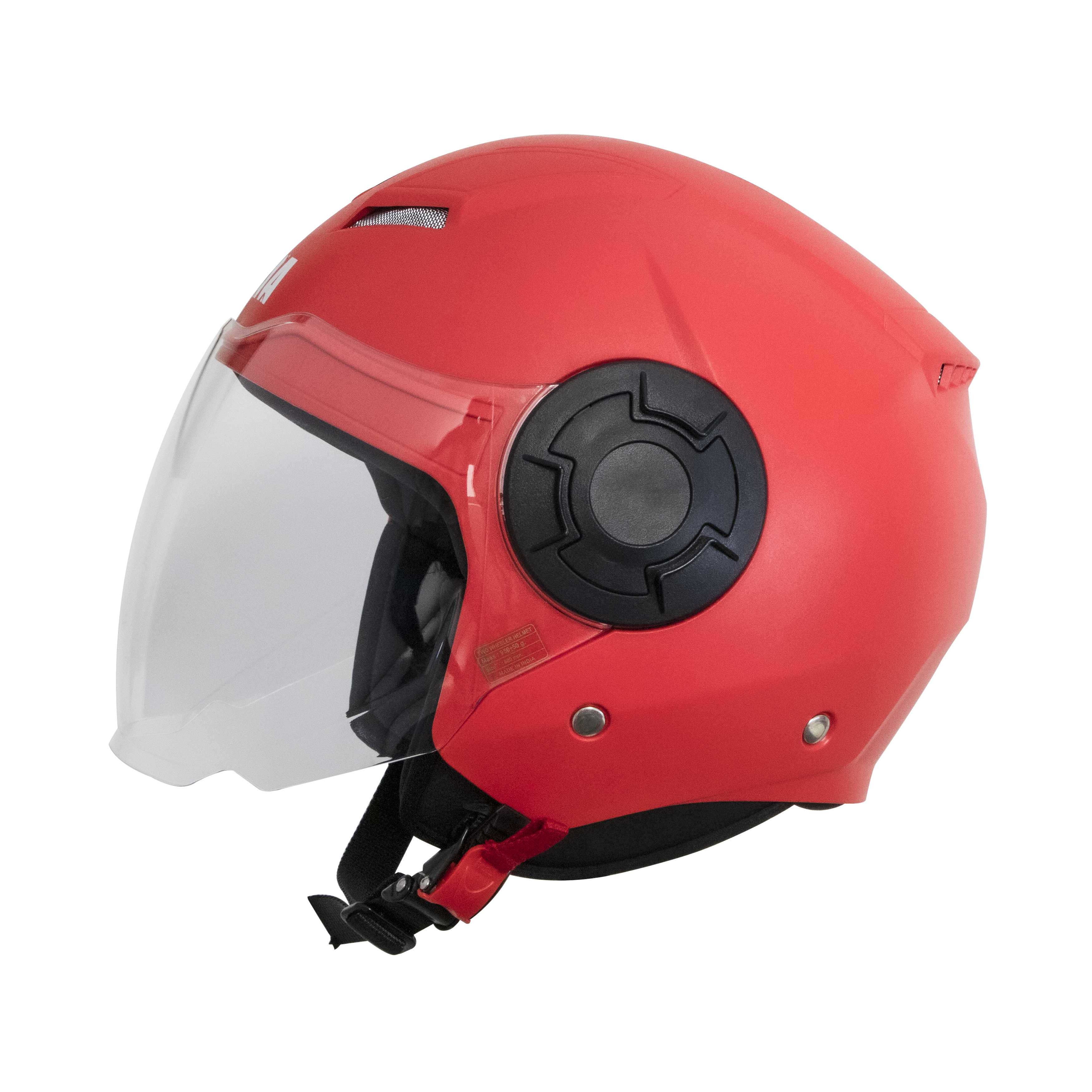 Steelbird Baron Open Face Helmet , ISI Certified Helmet (Dashing Red With Clear Visor)