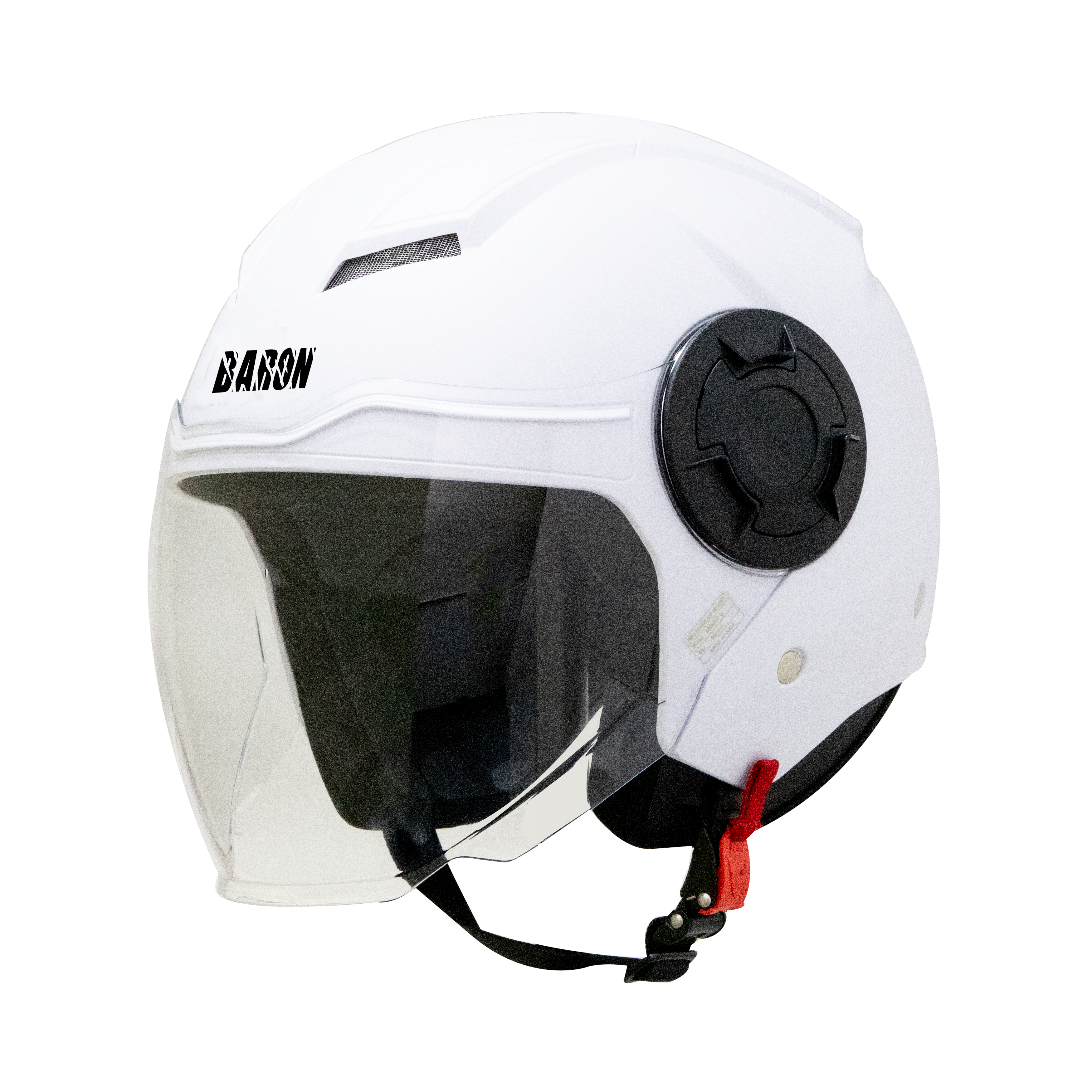 Steelbird Baron Open Face Helmet, ISI Certified Helmet (Dashing White With Clear Visor)