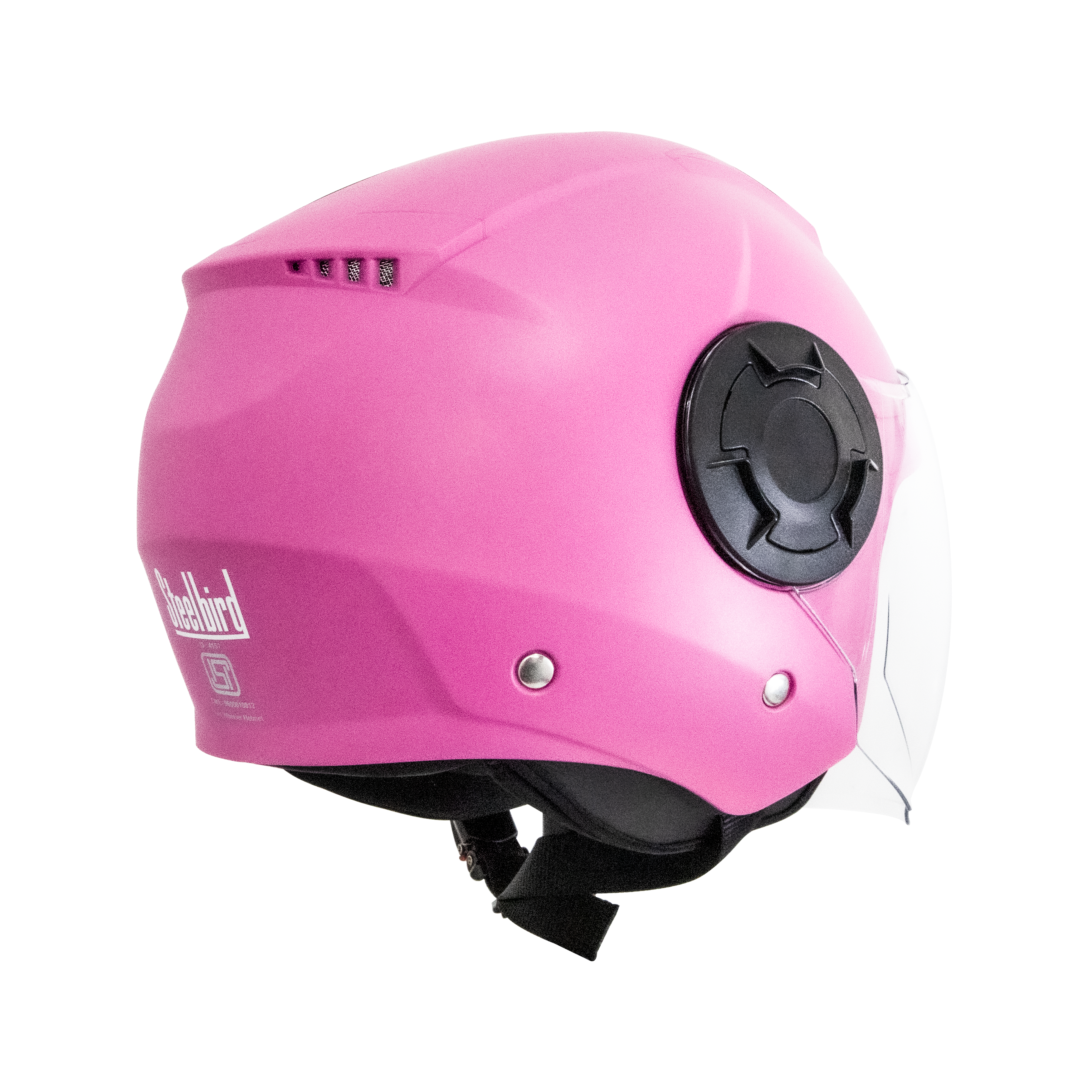 Steelbird Baron Open Face Helmet, ISI Certified Helmet (Dashing Pink With Clear Visor)