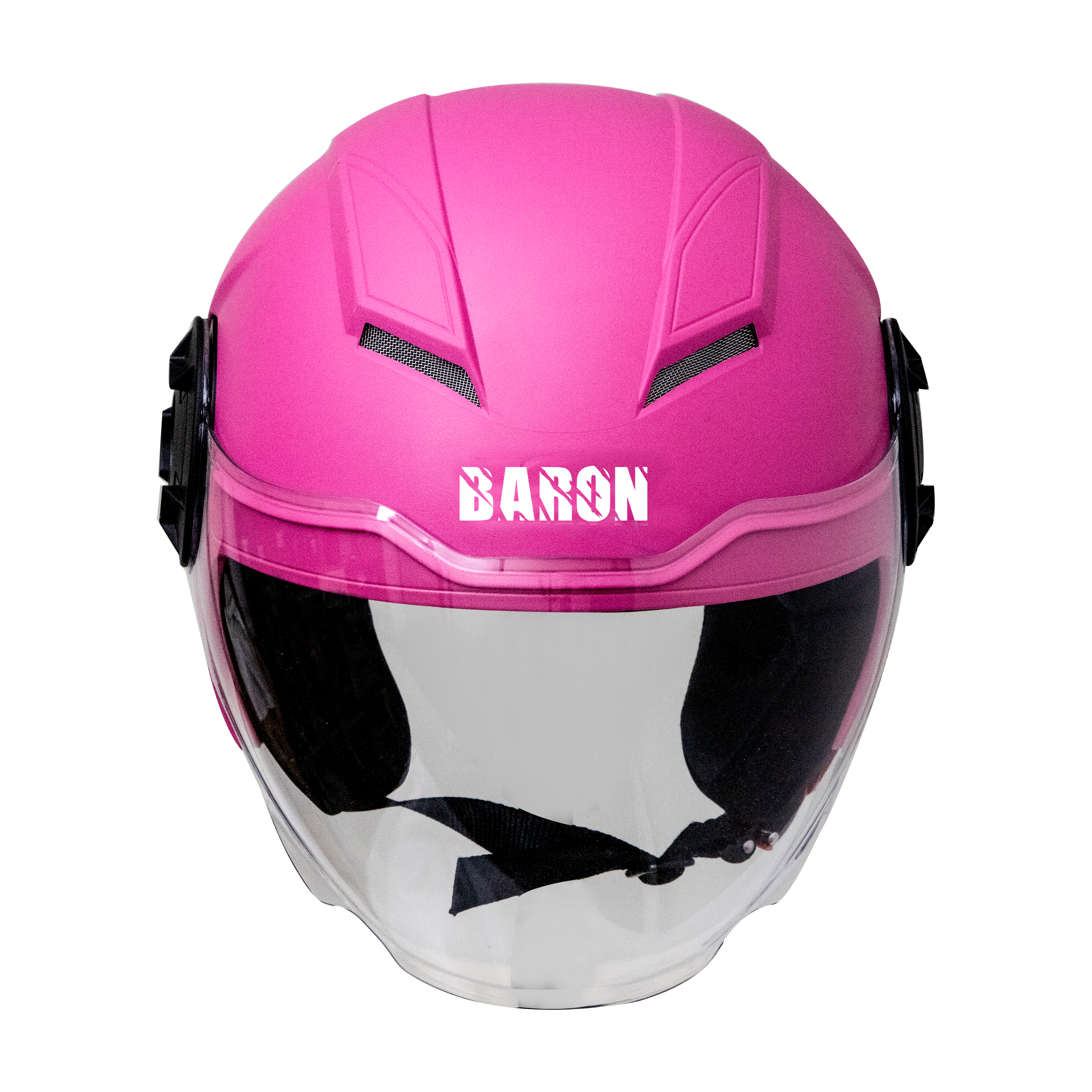 Steelbird Baron Open Face Helmet, ISI Certified Helmet (Dashing Pink With Clear Visor)