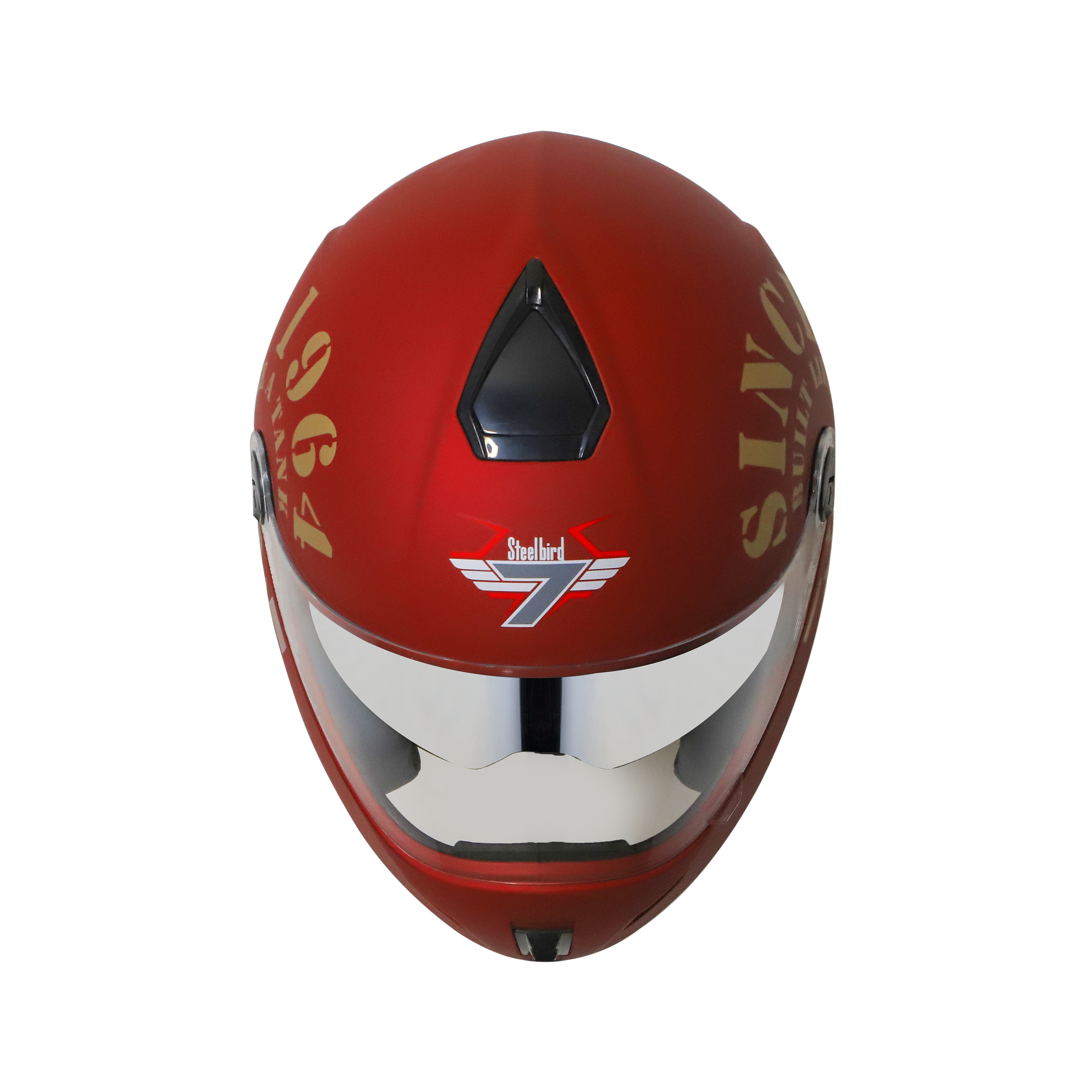 Steelbird Cyborg Tank Full Face Helmet With Chrome Silver Sun Shield, ISI Certified Helmet (Matt Maroon Gold)