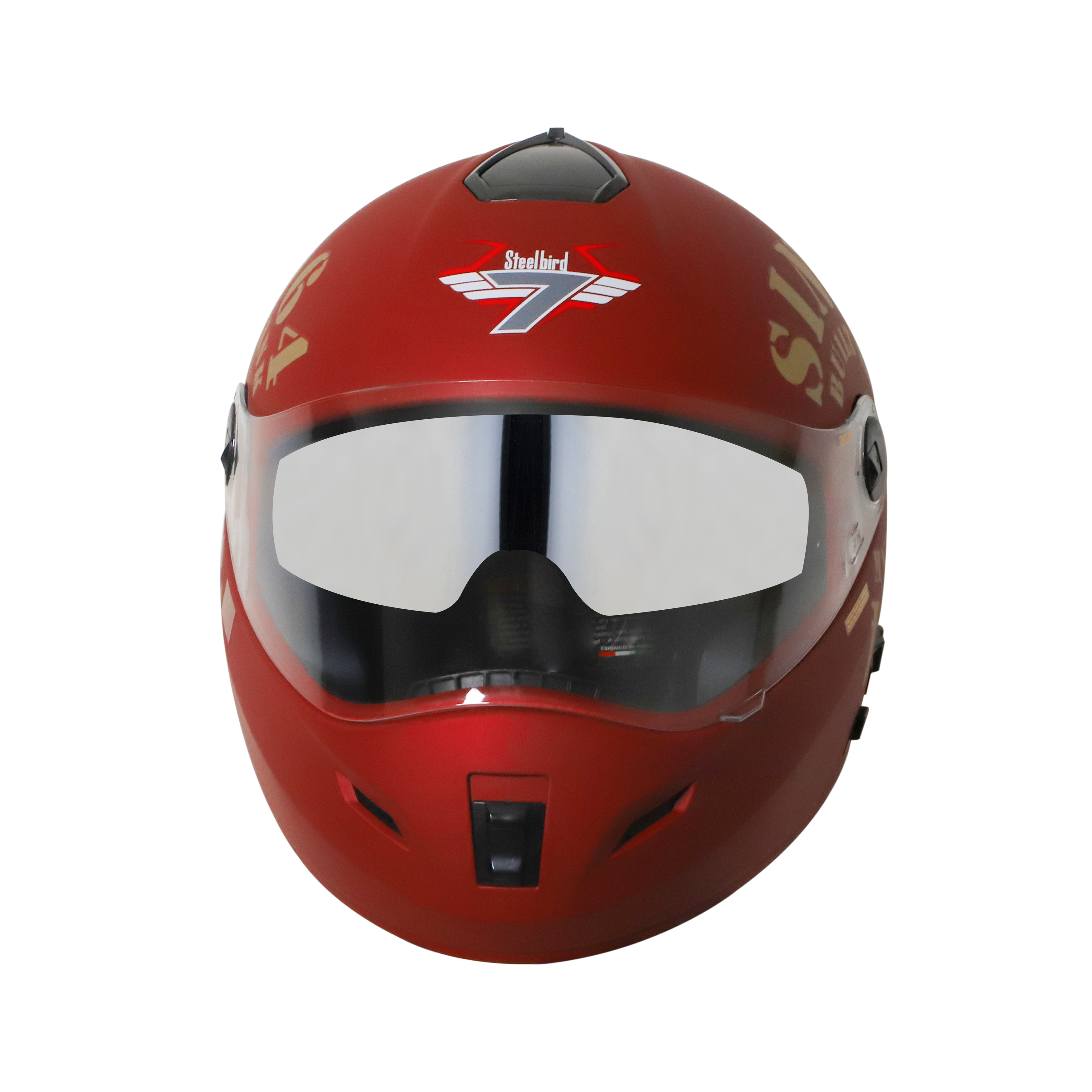 Steelbird Cyborg Tank Full Face Helmet With Chrome Silver Sun Shield, ISI Certified Helmet (Matt Maroon Gold)