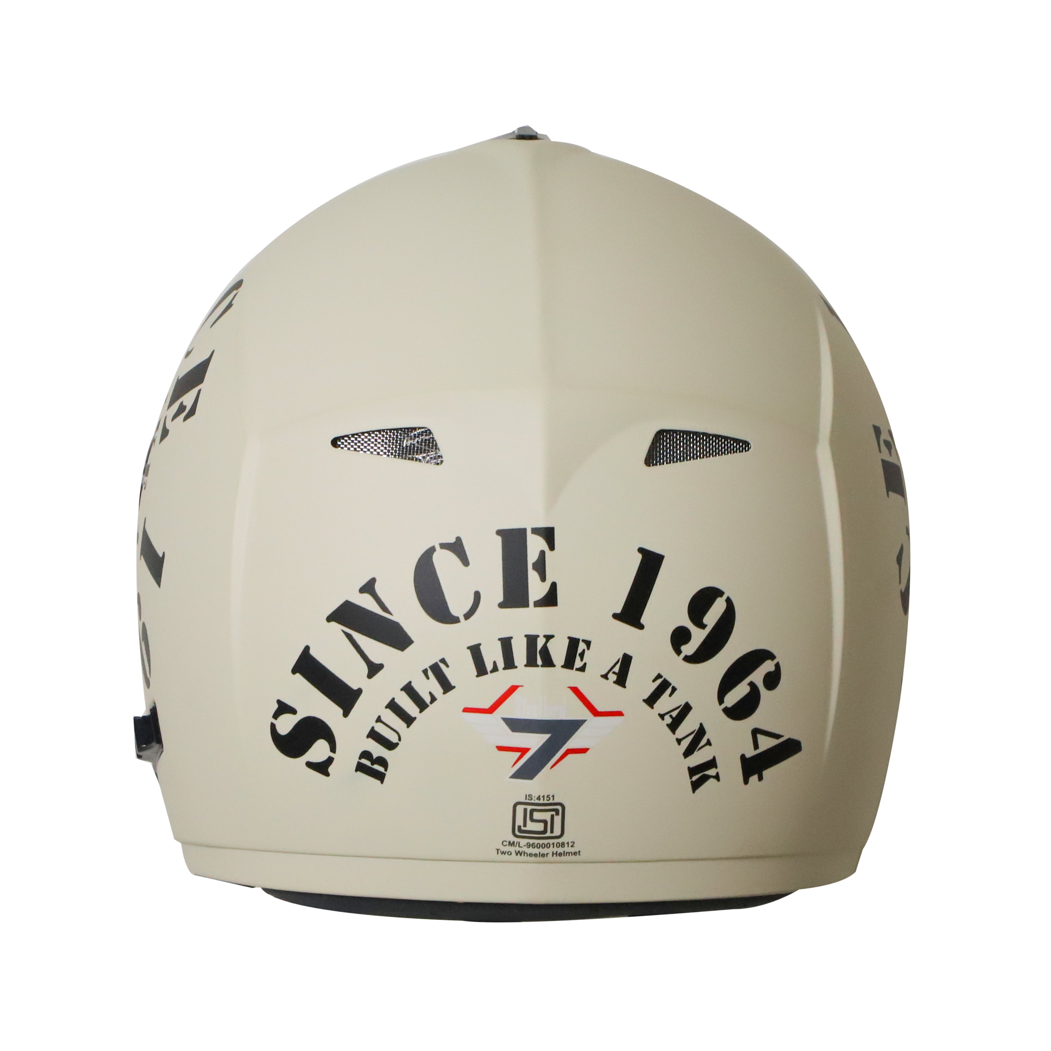 Steelbird Cyborg Tank Full Face Helmet With Chrome Silver Sun Shield, ISI Certified Helmet (Matt Off White Black)
