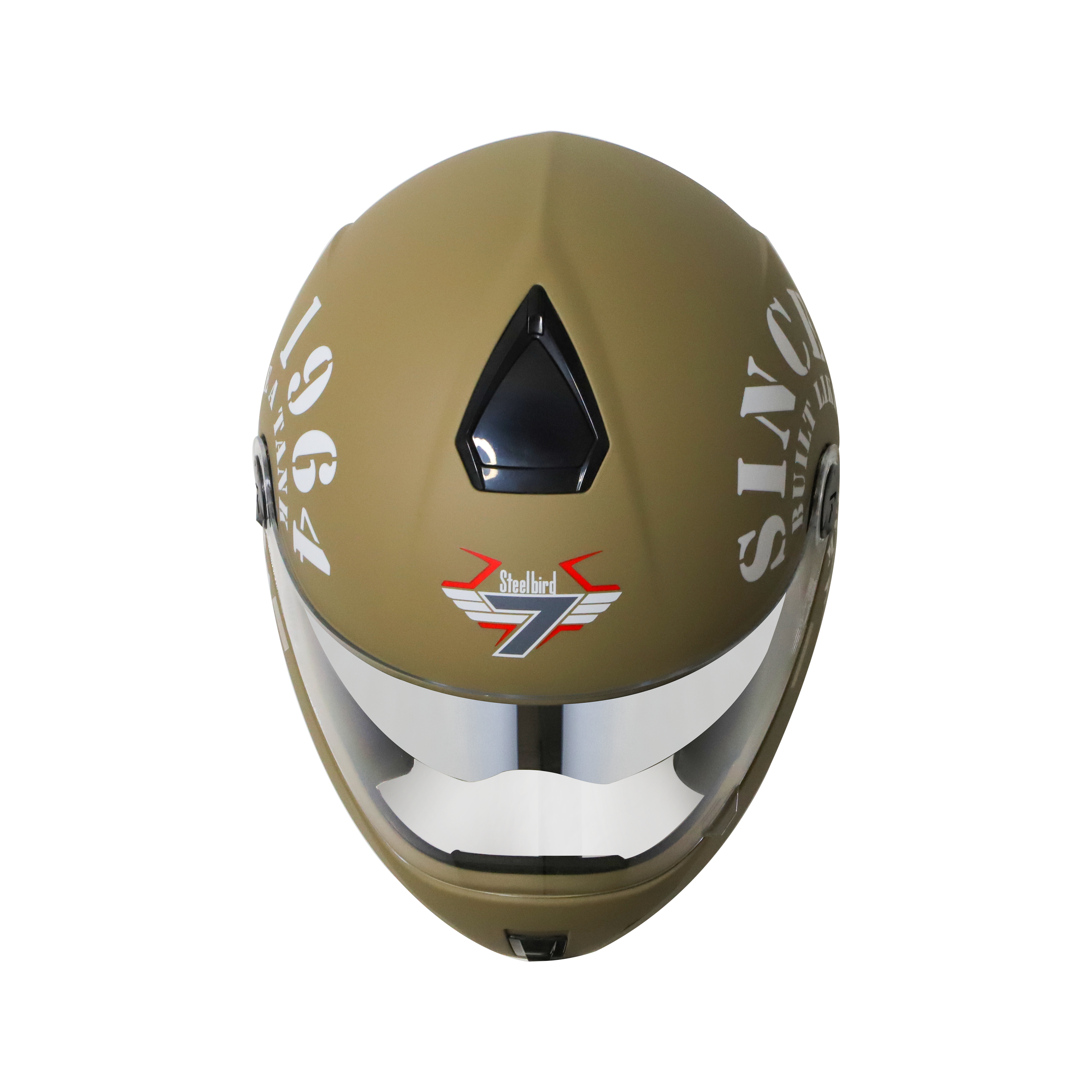 Steelbird Cyborg Tank Full Face Helmet With Chrome Silver Sun Shield, ISI Certified Helmet (Matt Desert Storm White)