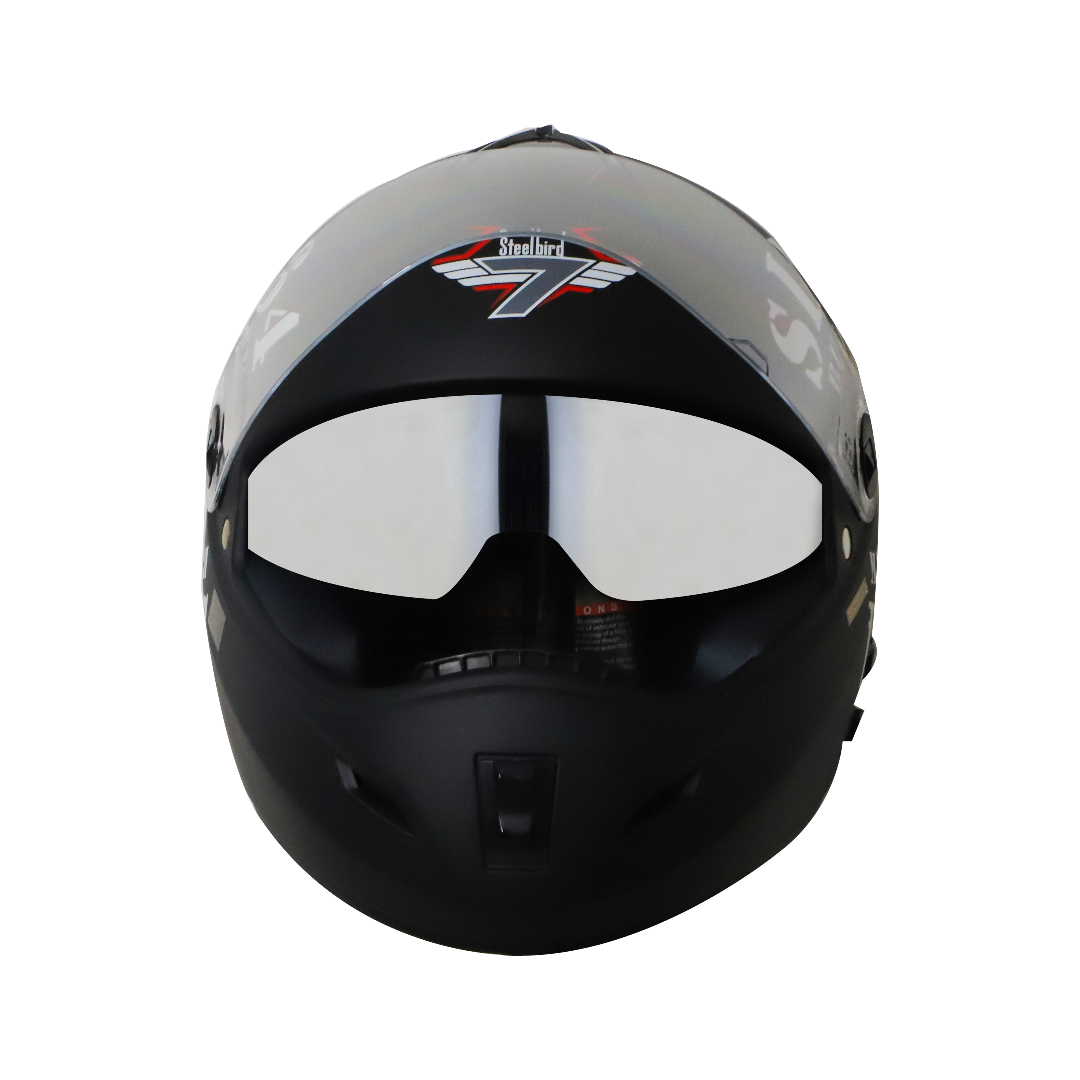 Steelbird Cyborg Tank Full Face Helmet With Chrome Silver Sun Shield, ISI Certified Helmet (Matt Black White)