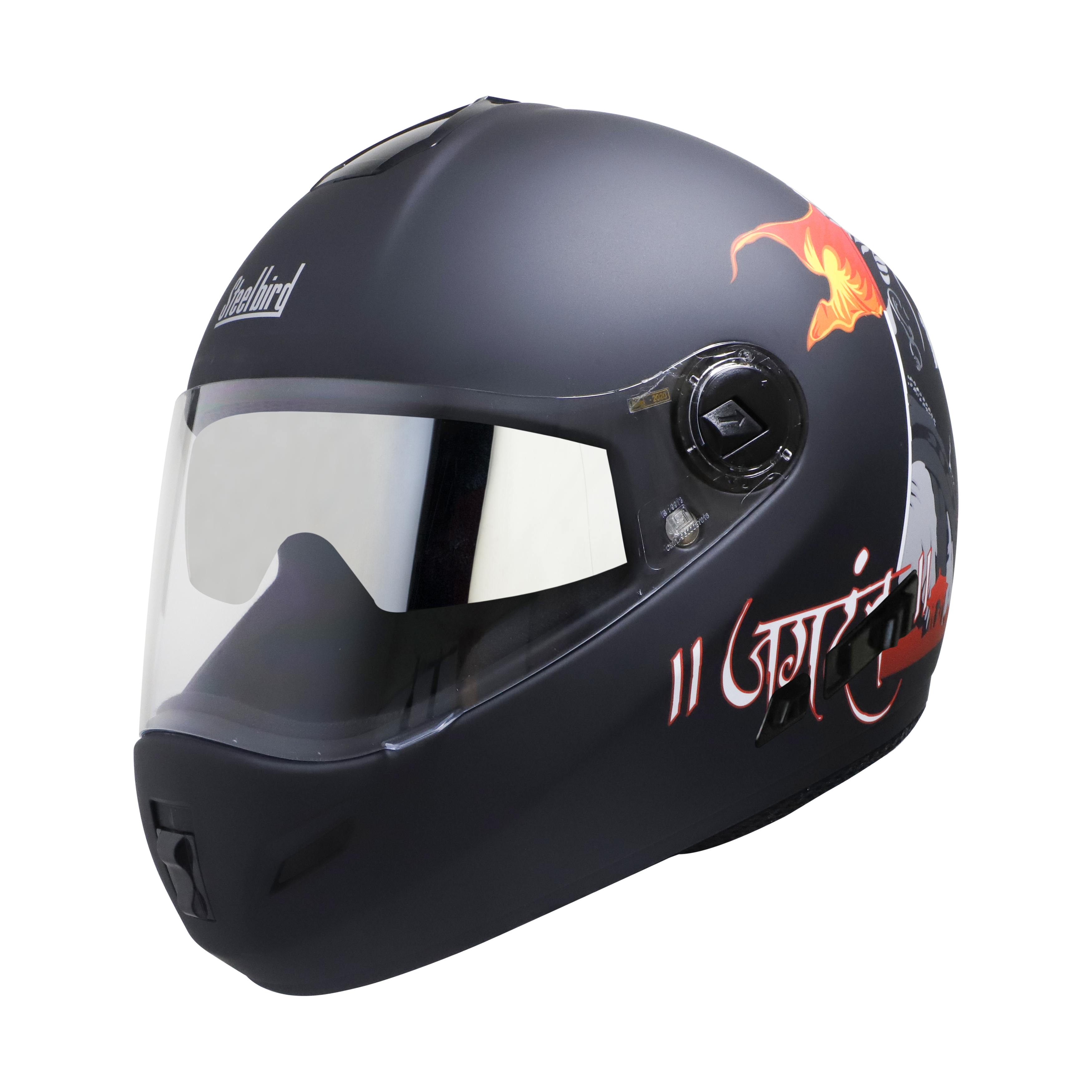 Steelbird Cyborg Jagdamb Double Visor Full Face Helmet, Inner Silver Sun Shield And Outer Clear Visor (Matt Black Grey)