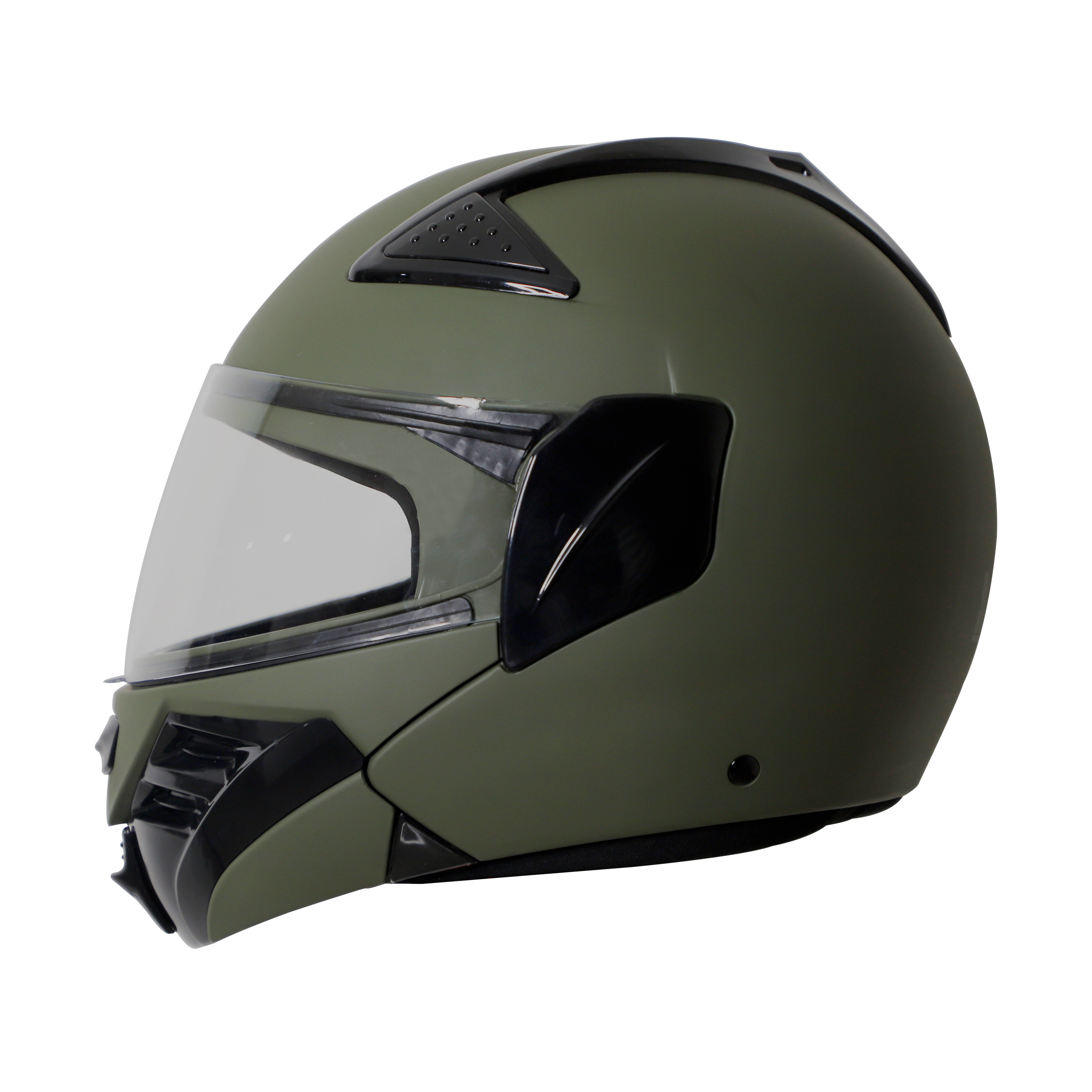 Steelbird SB-34 TRX ISI Certified Flip-Up Helmet For Men And Women (Matt Battle Green With Clear Visor)