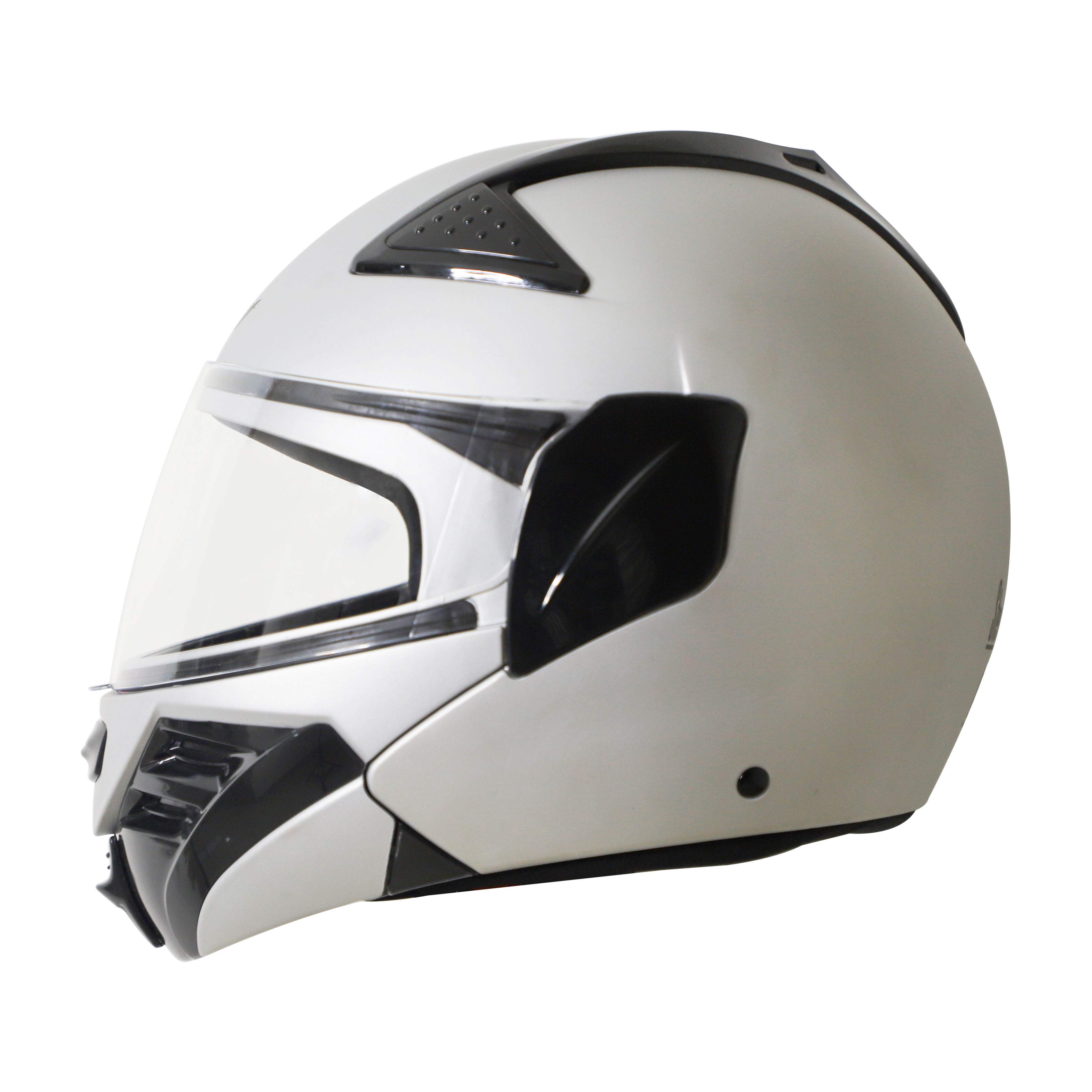 Steelbird SB-34 ISI Certified Flip-Up Helmet For Men And Women (Glossy Silver With Clear Visor)