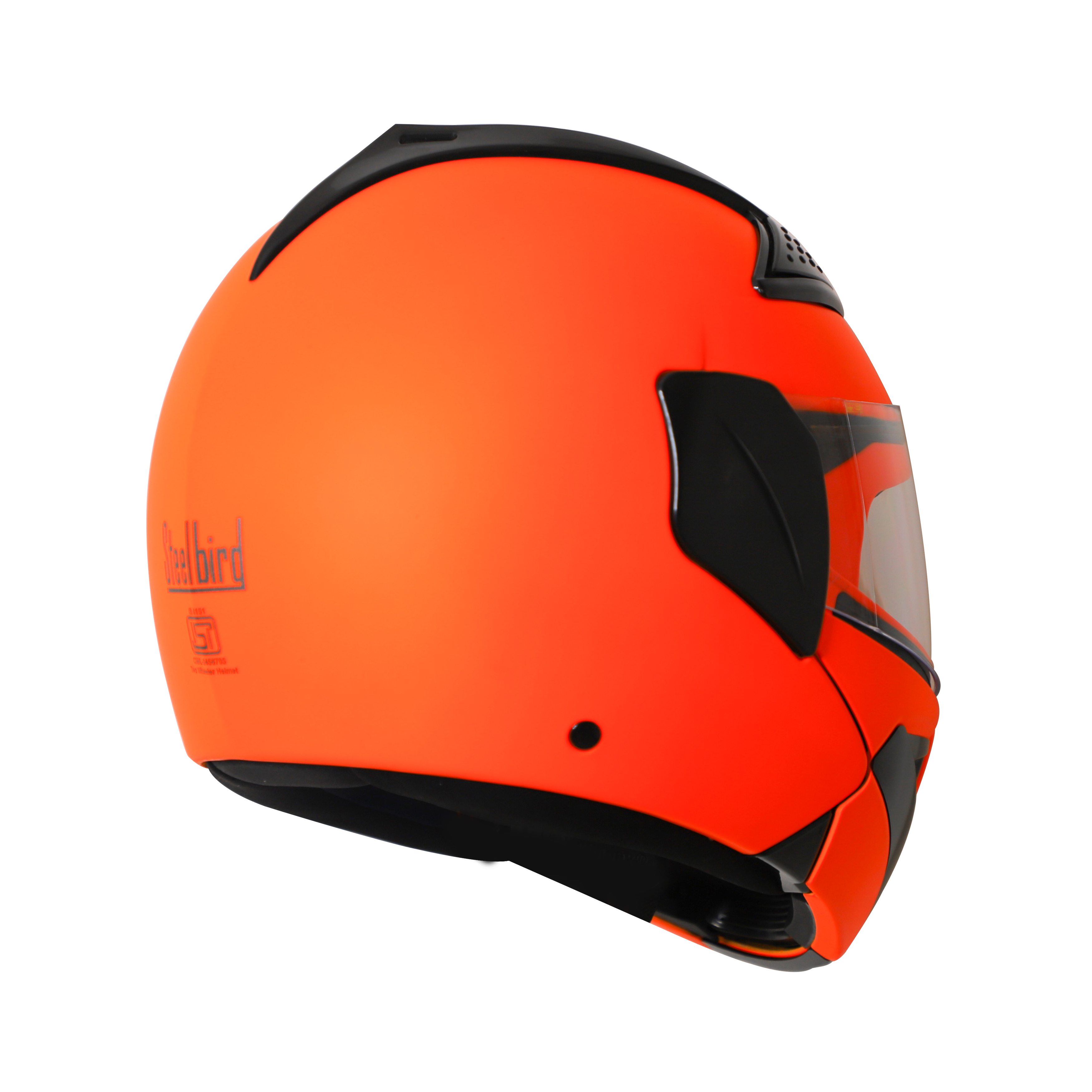 Steelbird SB-34 ISI Certified Flip-Up Helmet For Men And Women (Glossy Fluo Orange With Clear Visor)