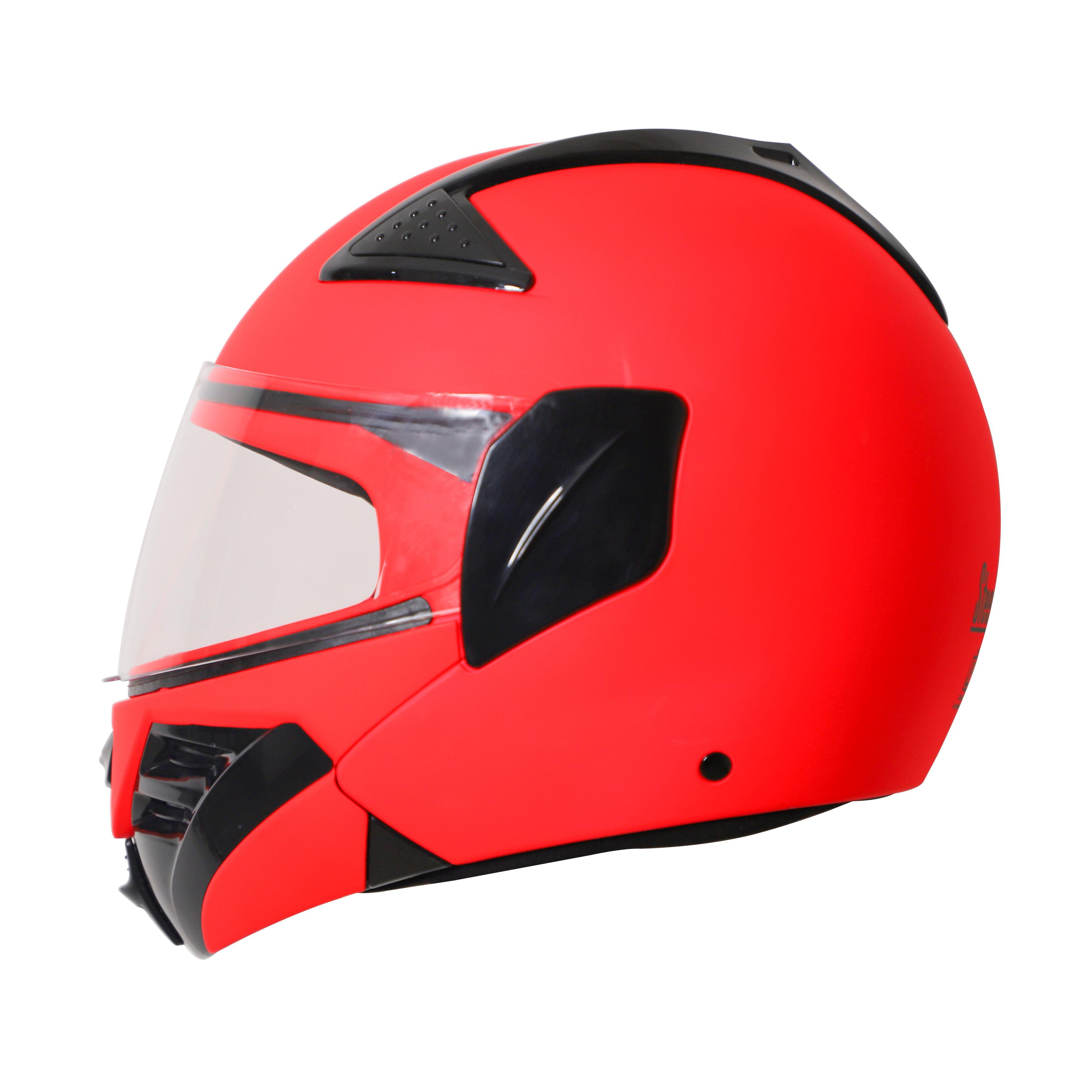 Steelbird SB-34 ISI Certified Flip-Up Helmet For Men And Women (Glossy Fluo Watermelon With Clear Visor)