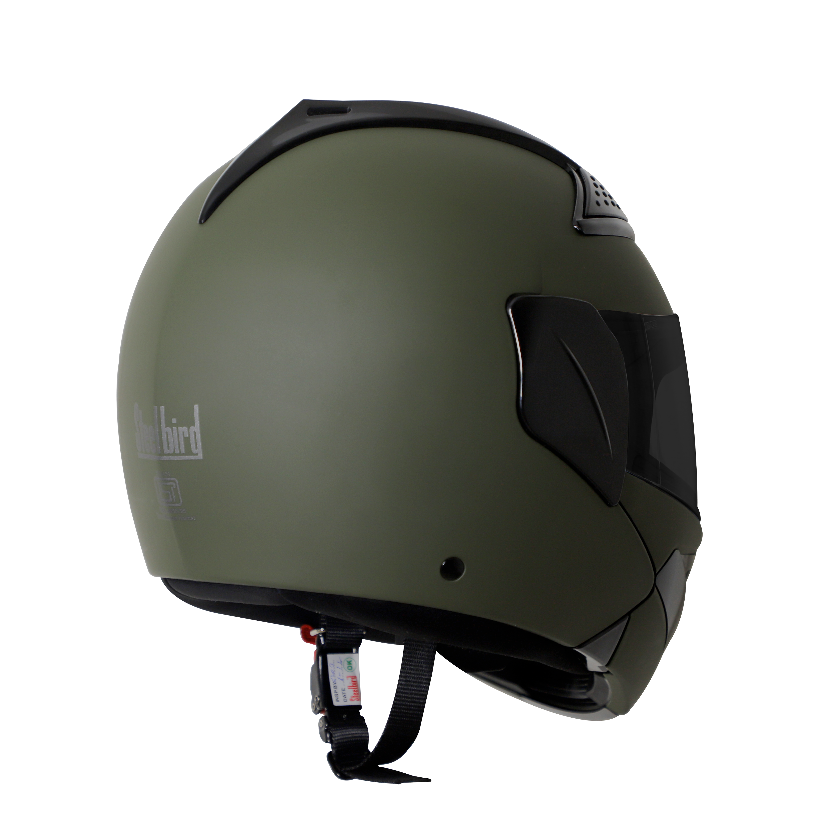 Steelbird SB-34 ISI Certified Flip-Up Helmet For Men And Women (Matt Battle Green With Smoke Visor)
