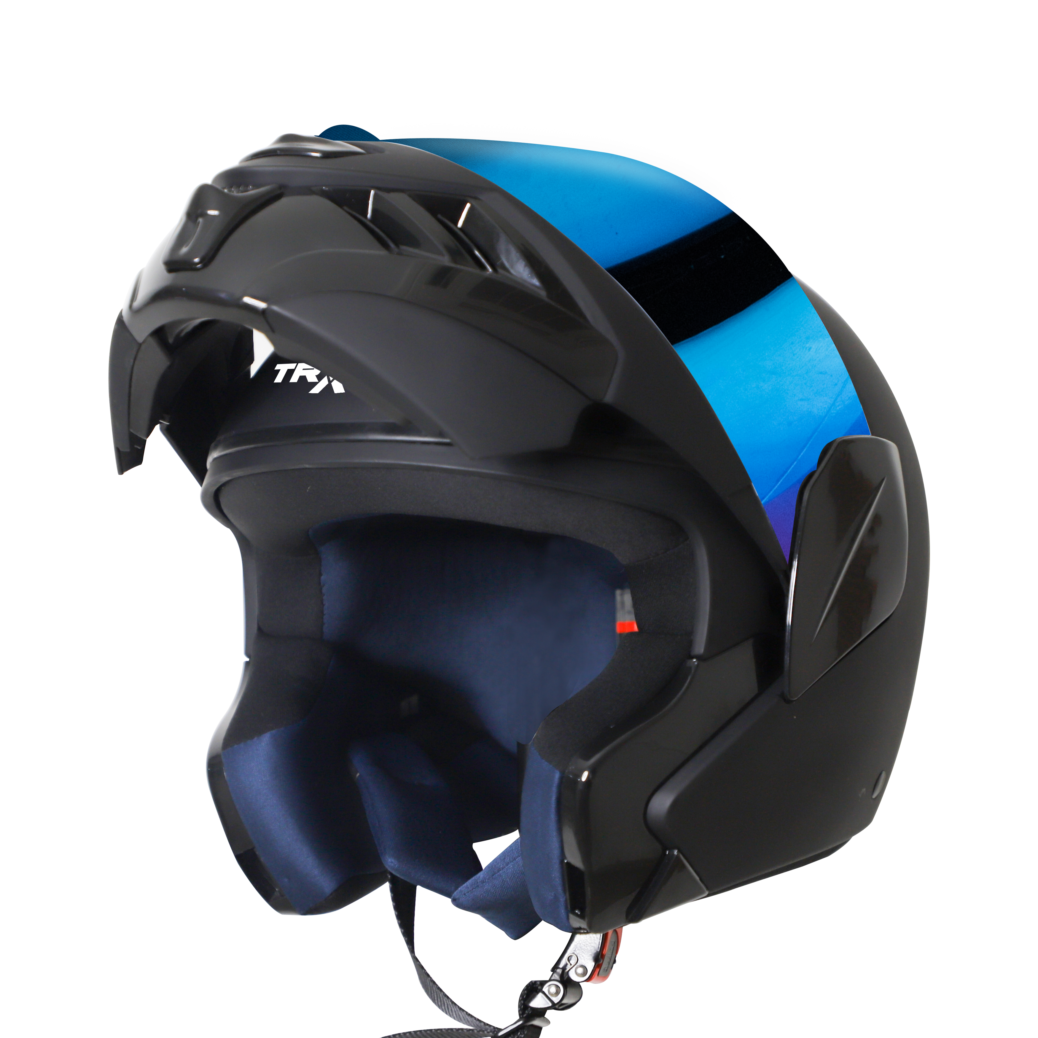  Steelbird SB-34 TRX ISI Certified Flip-Up Helmet For Men And Women (Matt Axis Grey With Chrome Blue Visor)