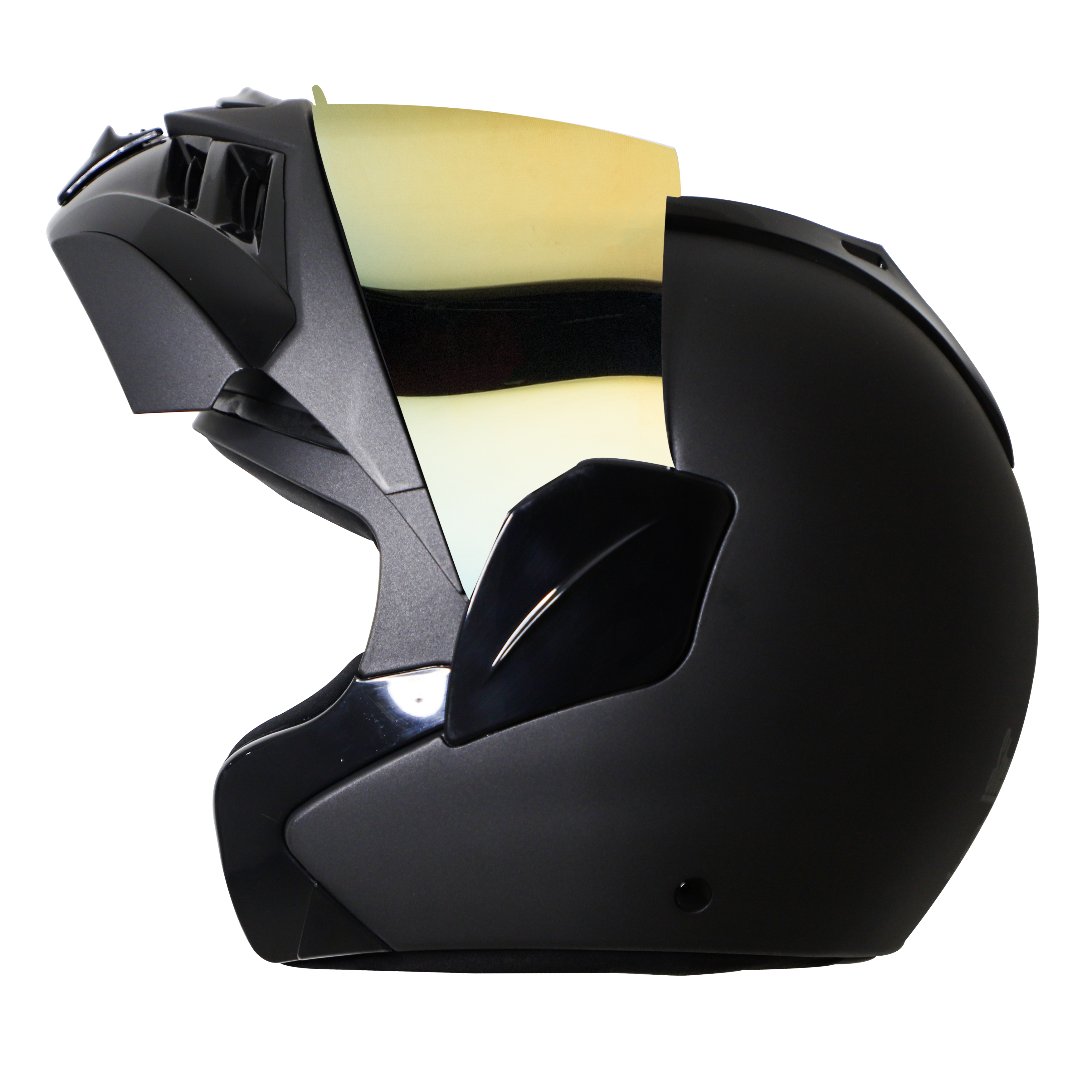 Steelbird SB-34 TRX ISI Certified Flip-Up Helmet For Men And Women (Matt Midnight Black With Chrome Gold Visor)