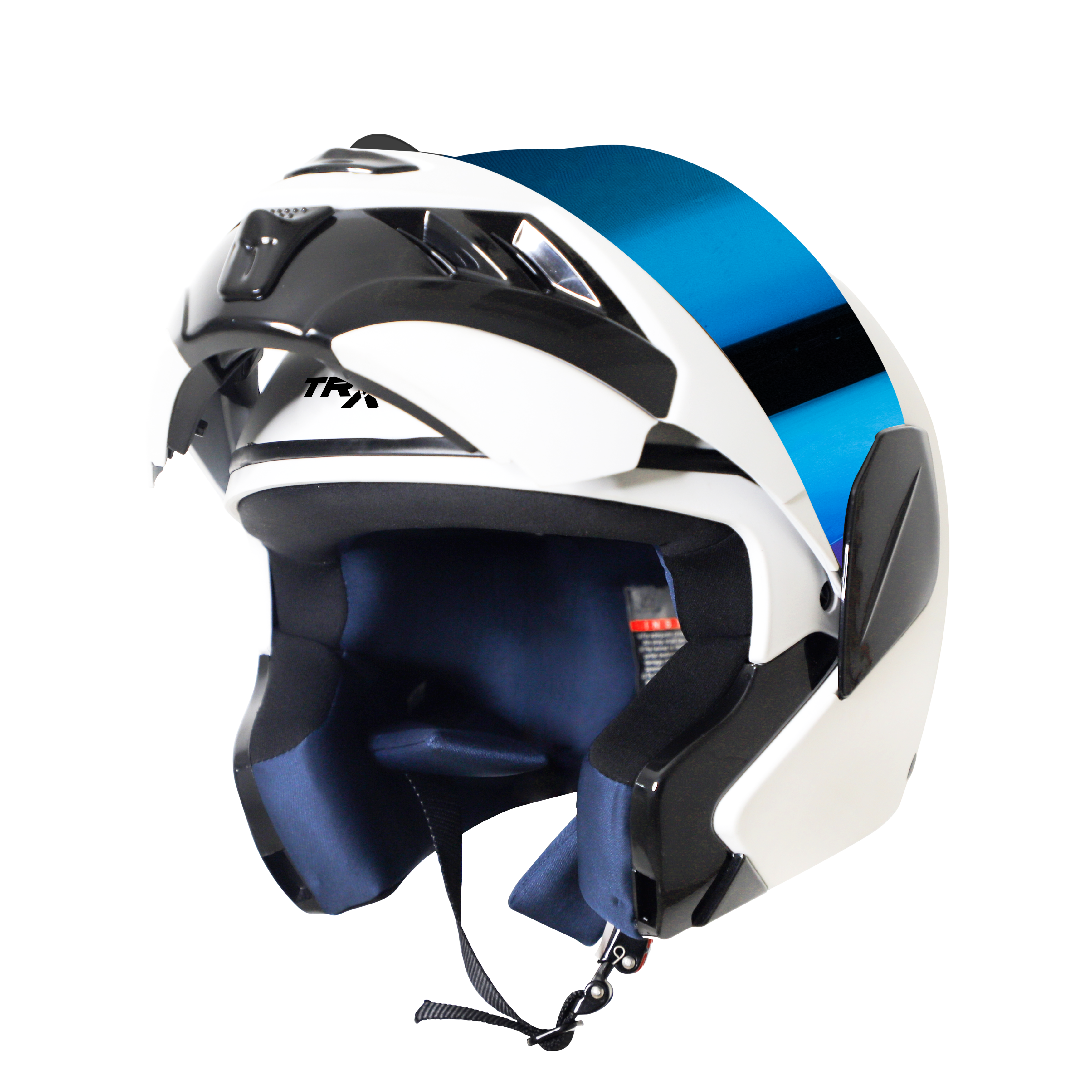Steelbird SB-34 ISI Certified Flip-Up Helmet For Men And Women (Glossy White With Chrome Blue Visor)