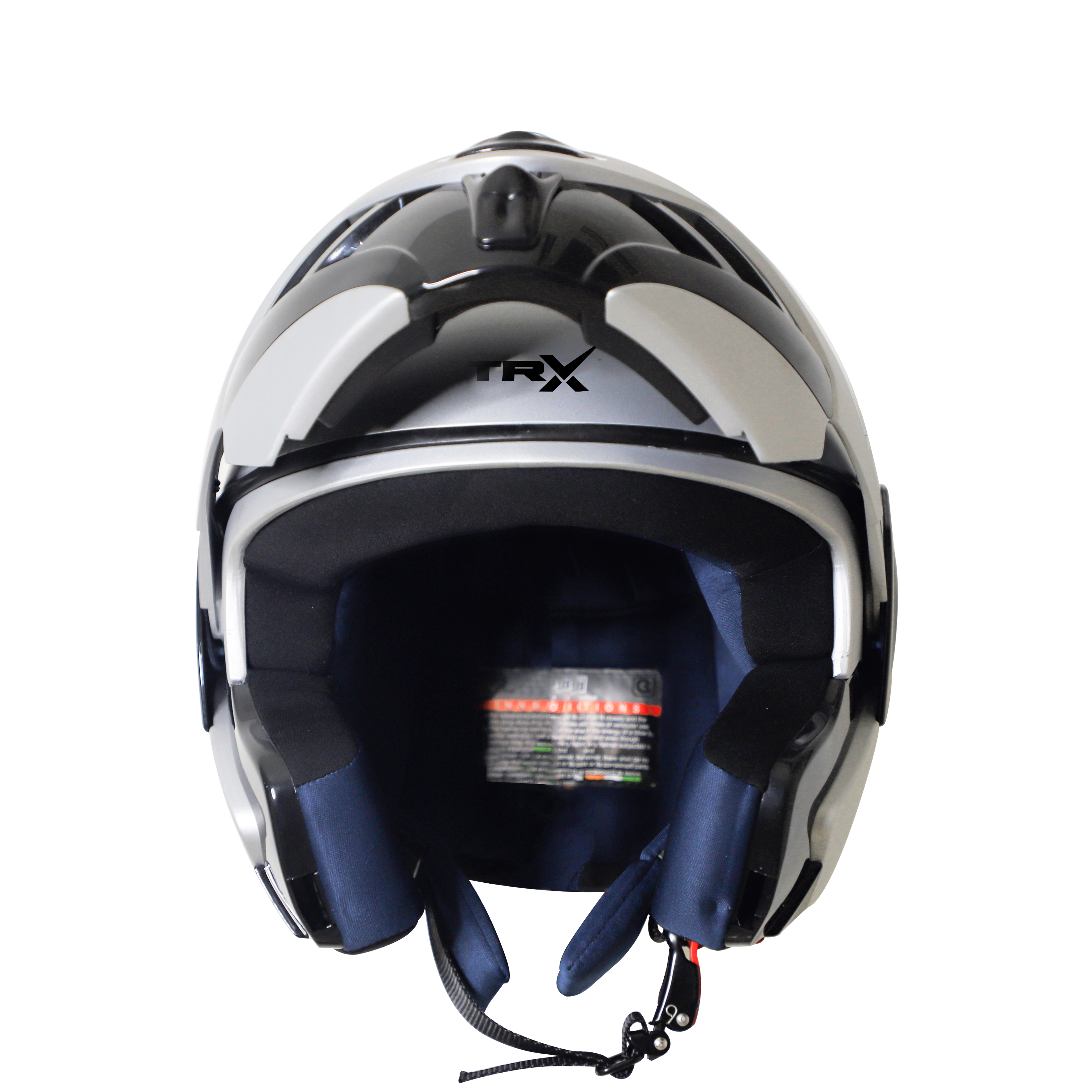 Steelbird SB-34 ISI Certified Flip-Up Helmet For Men And Women (Glossy Silver With Chrome Blue Visor)