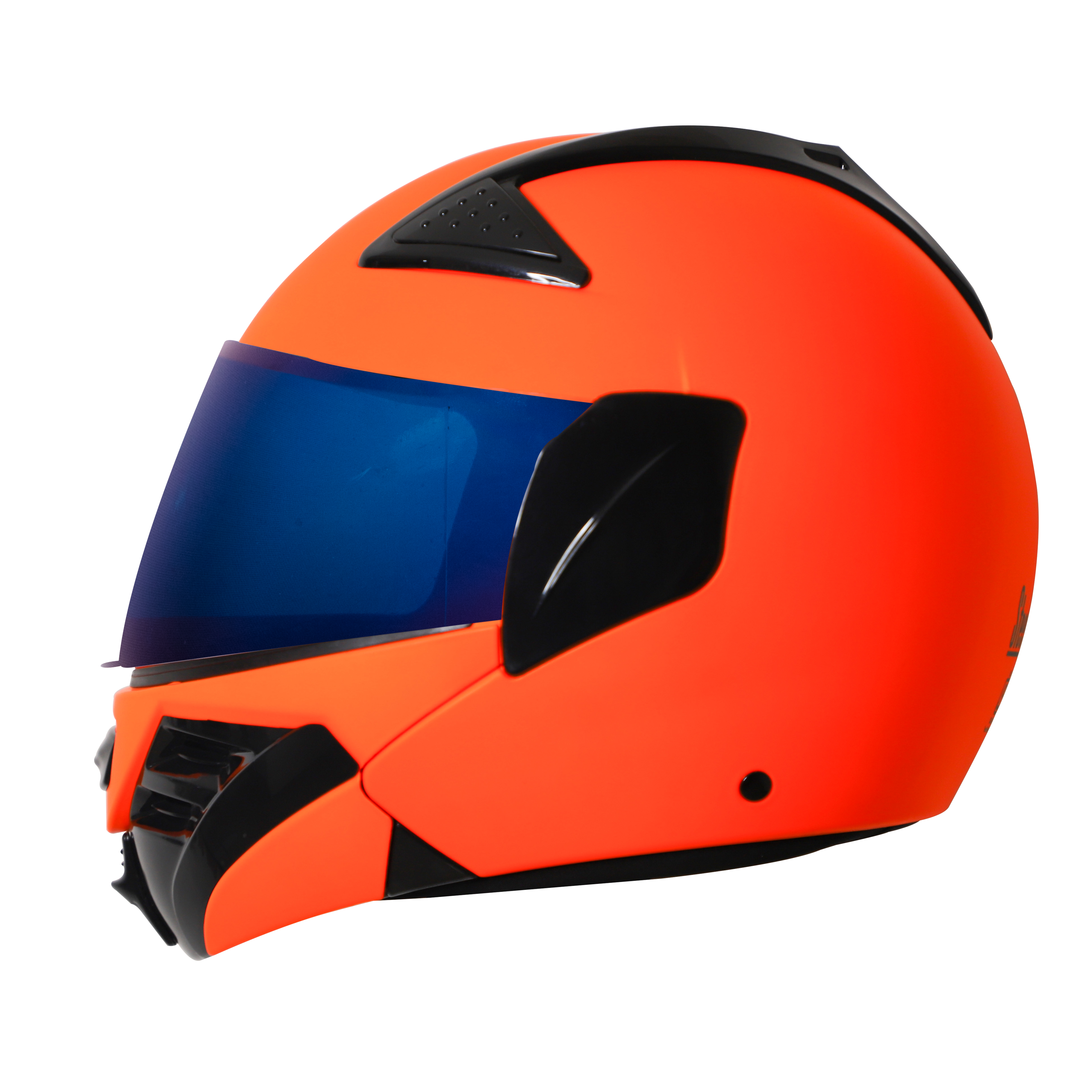 Steelbird SB-34 ISI Certified Flip-Up Helmet For Men And Women (Glossy Fluo Orange With Chrome Blue Visor)