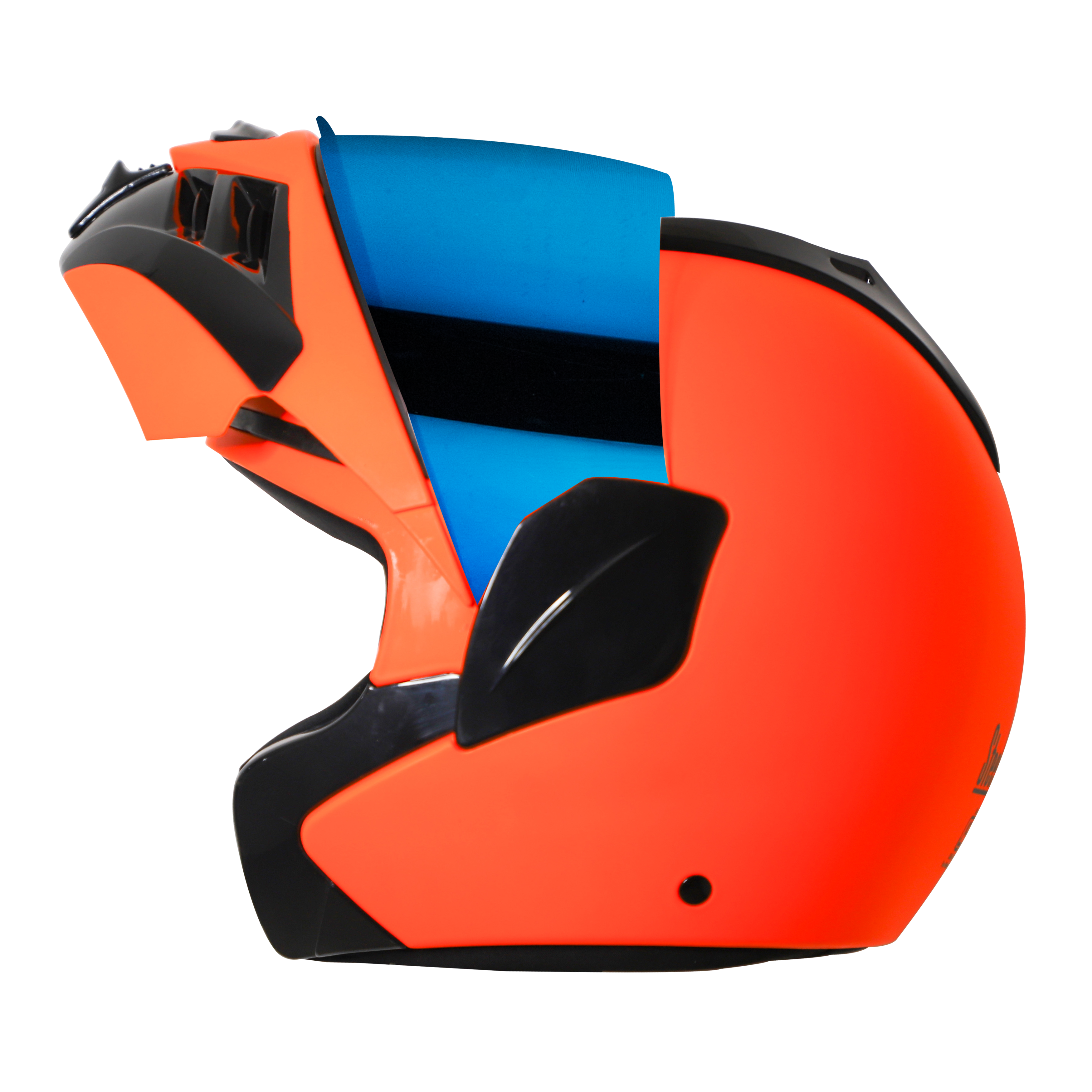 Steelbird SB-34 ISI Certified Flip-Up Helmet For Men And Women (Glossy Fluo Orange With Chrome Blue Visor)