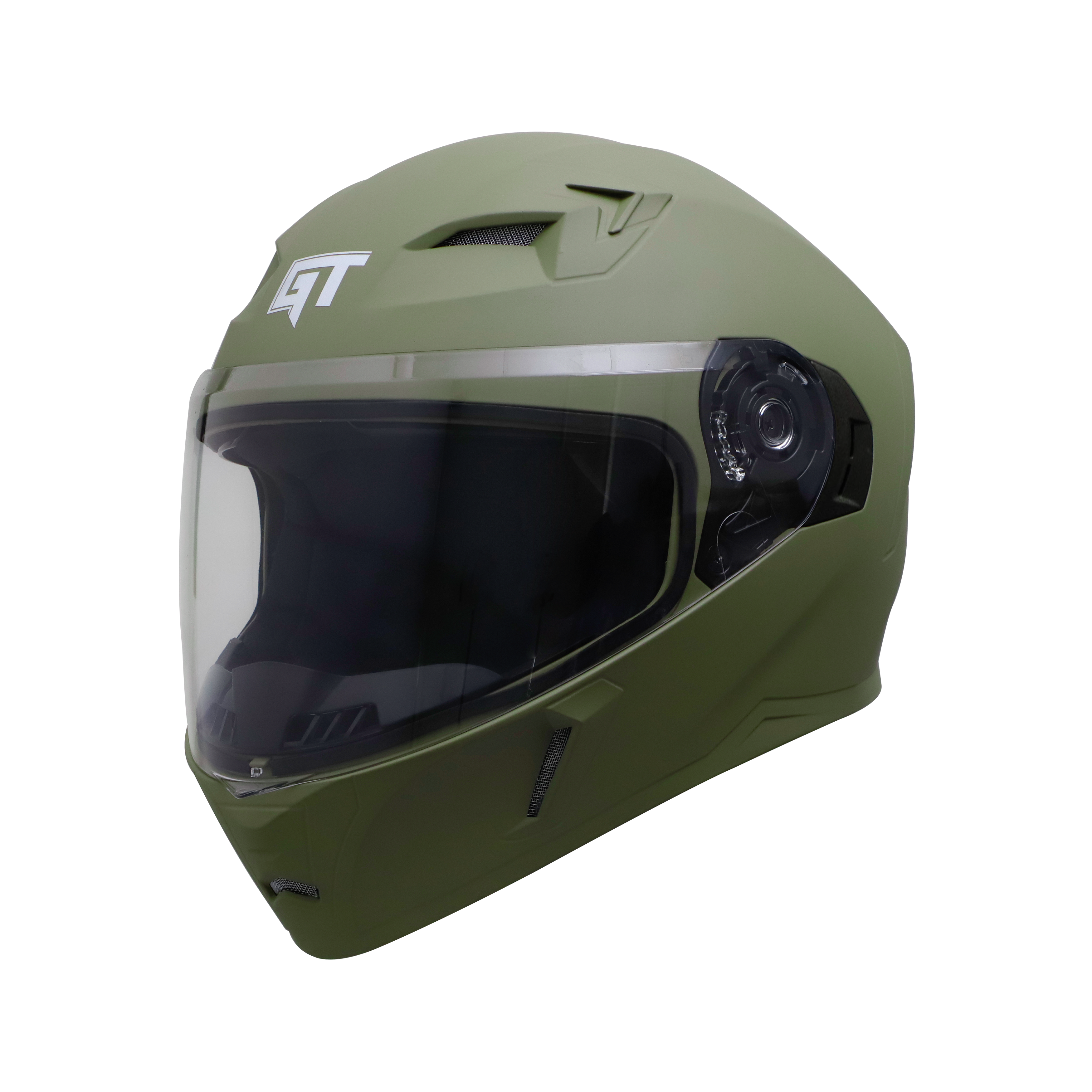 Steelbird SBA-21 GT Full Face ISI Certified Helmet (Matt Battle Green With Clear Visor)